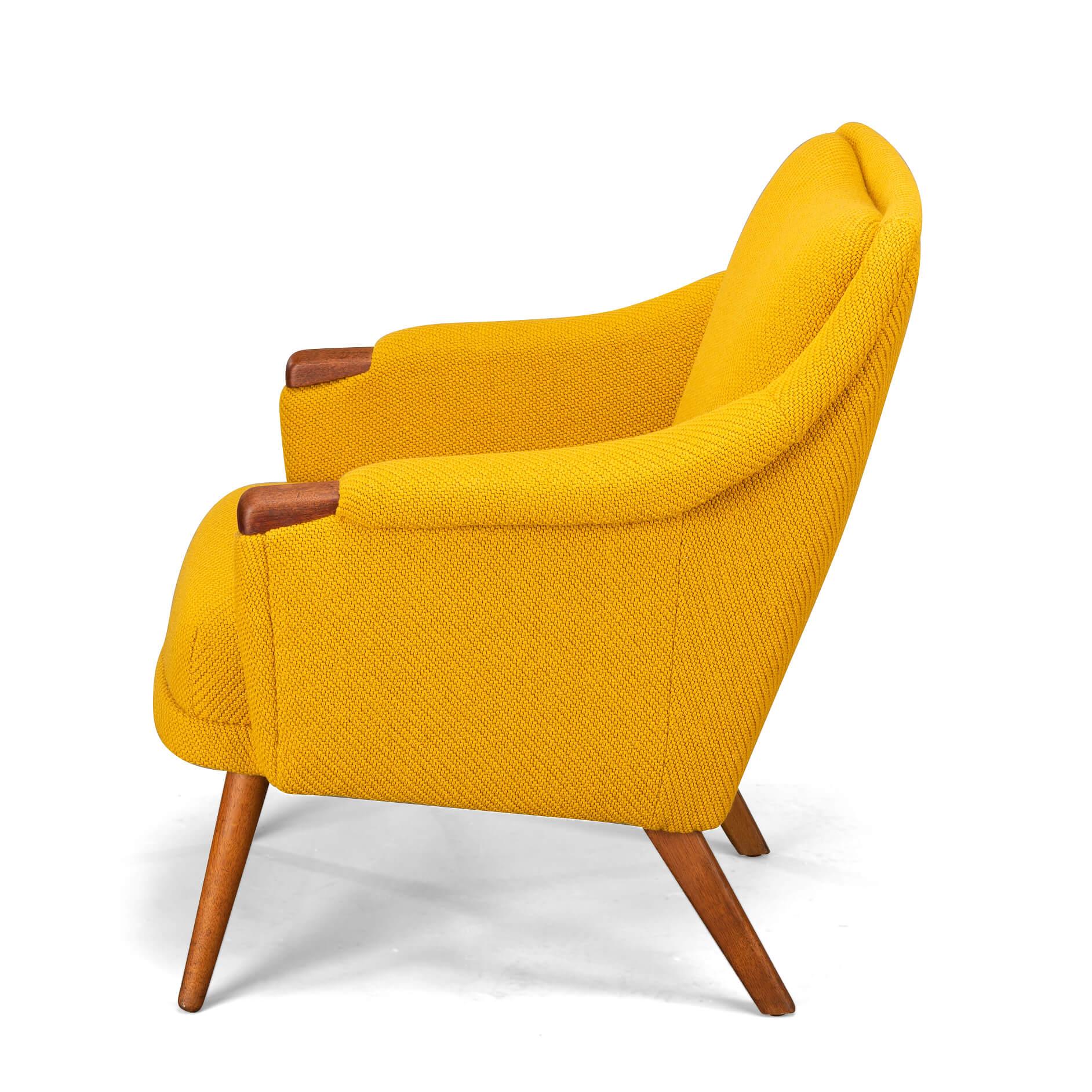 Mid-20th Century Reupholstered Yellow Armchair by Johannes Andersen for CFC Silkeborg, 1960s For Sale