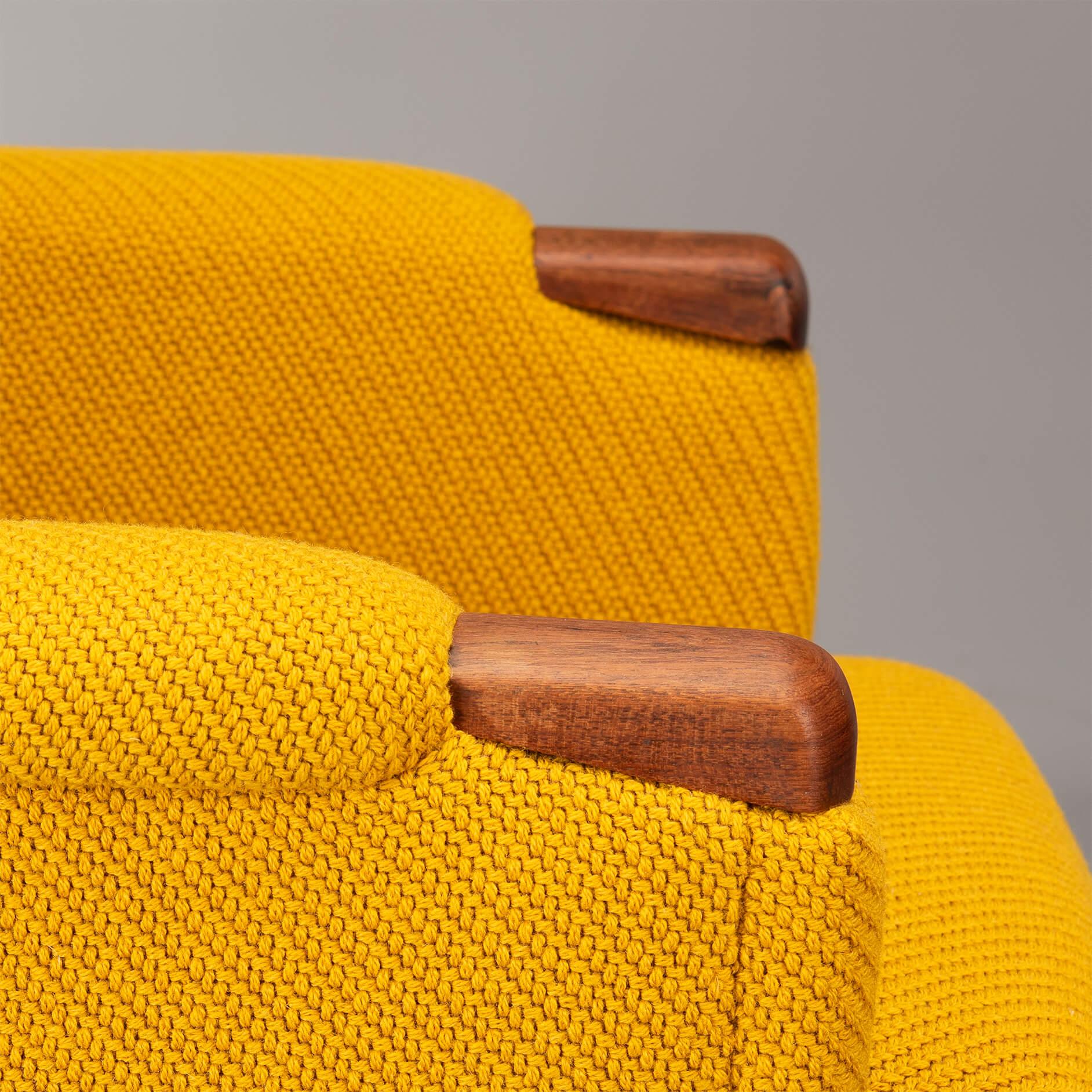 Reupholstered Yellow Armchair by Johannes Andersen for CFC Silkeborg, 1960s For Sale 1