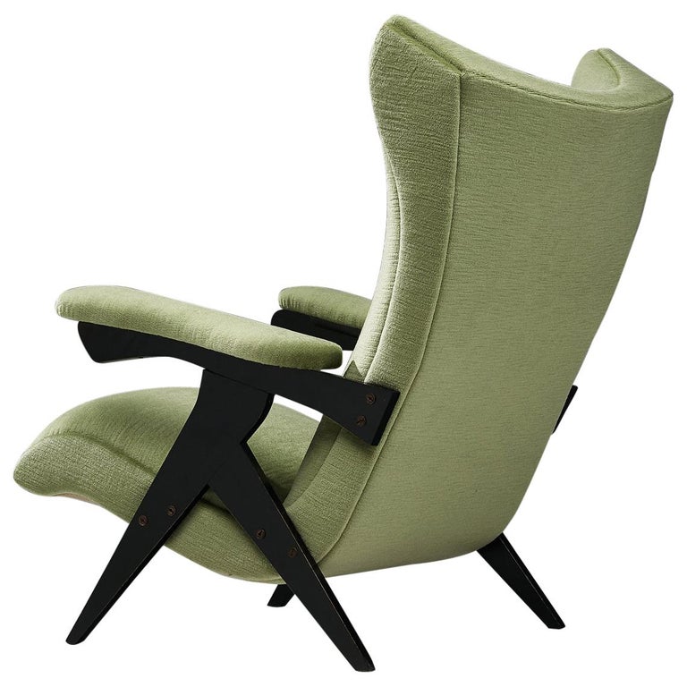 Green Velvet Upholstery, Modern High Back Armchair