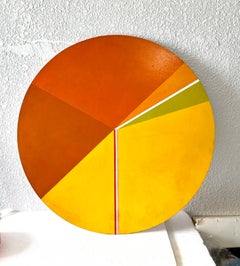 Israeli Round Tondo Hard Edged Geometric Abstract Color Painting Reuven Berman