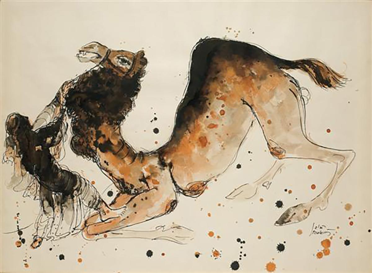 Reuven Rubin Figurative Painting - Camel trainer