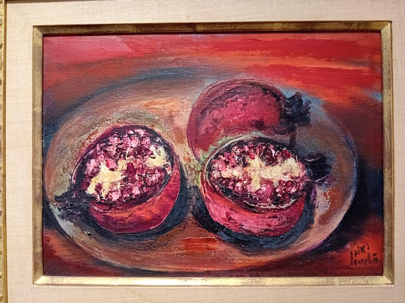 Pomegranates - Brown Still-Life Painting by Reuven Rubin