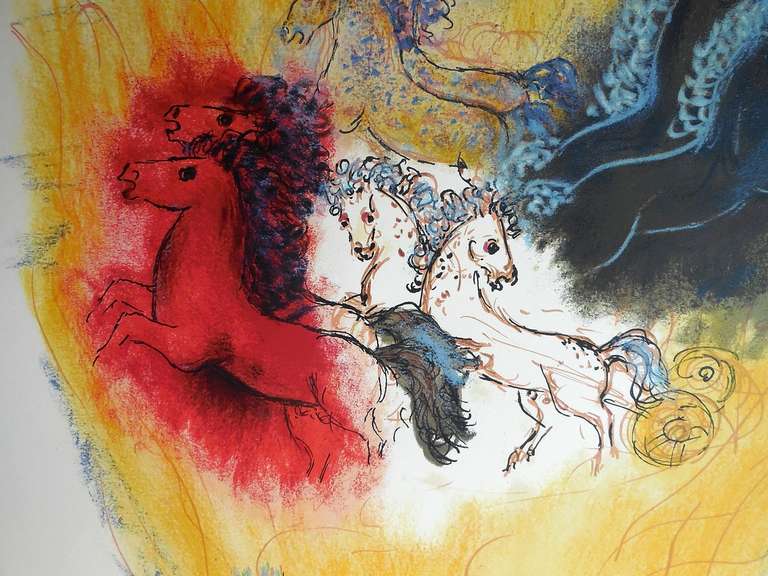 Bible Lithograph, Chariot of Elijah For Sale 1