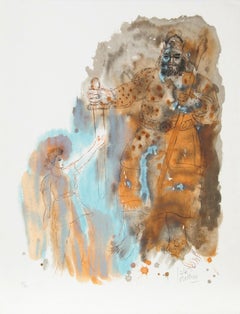 David disse il filisteo, litografia moderna di Reuven Rubin