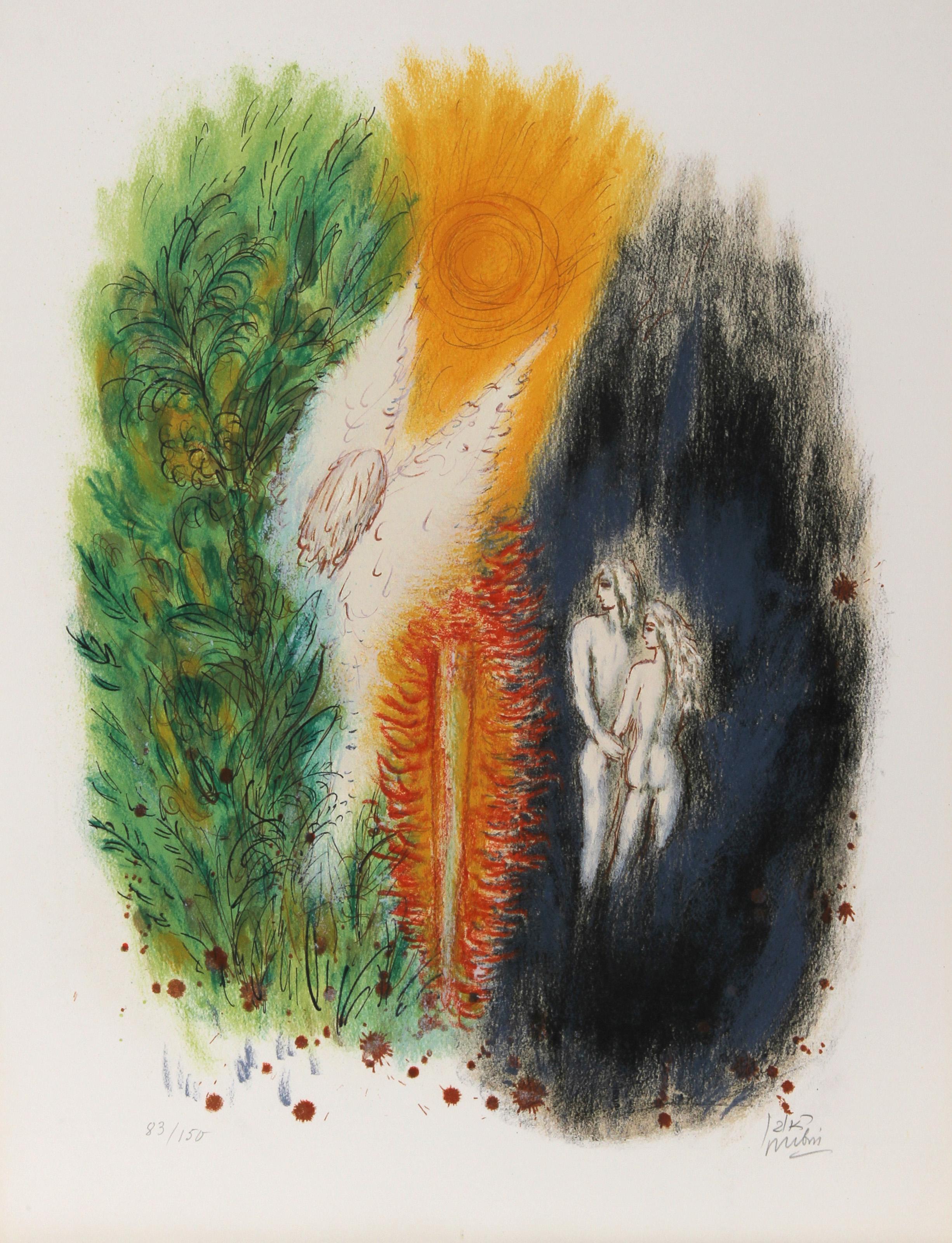 Reuven Rubin, israelí (1893 - 1974) - I de Visiones de la Biblia, Año:  1972, Medio:  Litografía, firmada y numerada a lápiz, Edición:  83/150, Tamaño de la imagen:  25 x 18 pulgadas, Tamaño:  71,12 cm x 55,88 cm (28 pulg. x 22 pulg.) 