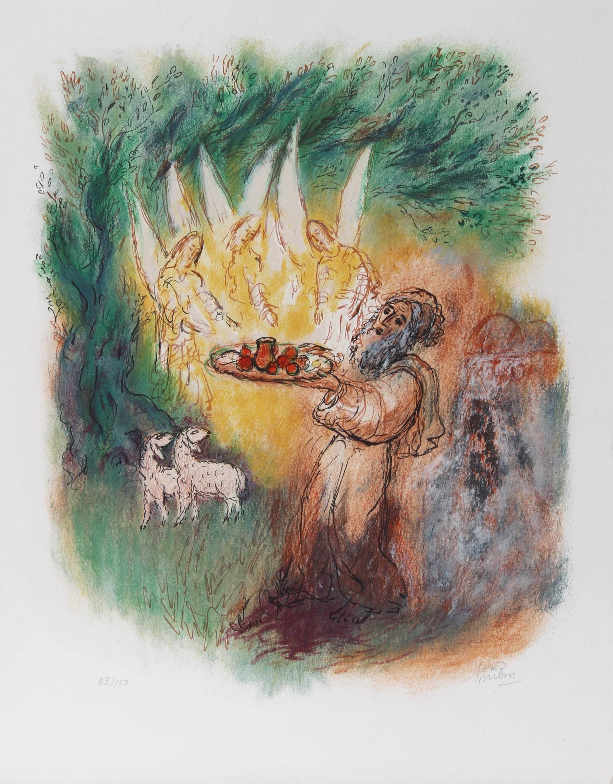 Reuven Rubin, israeliano (1893 - 1974) - III da Visioni della Bibbia, Anno:  1972, Medio:  Litografia, firmata e numerata a matita, Edizione:  83/150, Dimensioni immagine:  25 x 18 pollici, Dimensioni:  28 pollici x 22 pollici (71,12 cm x 55,88 cm) 