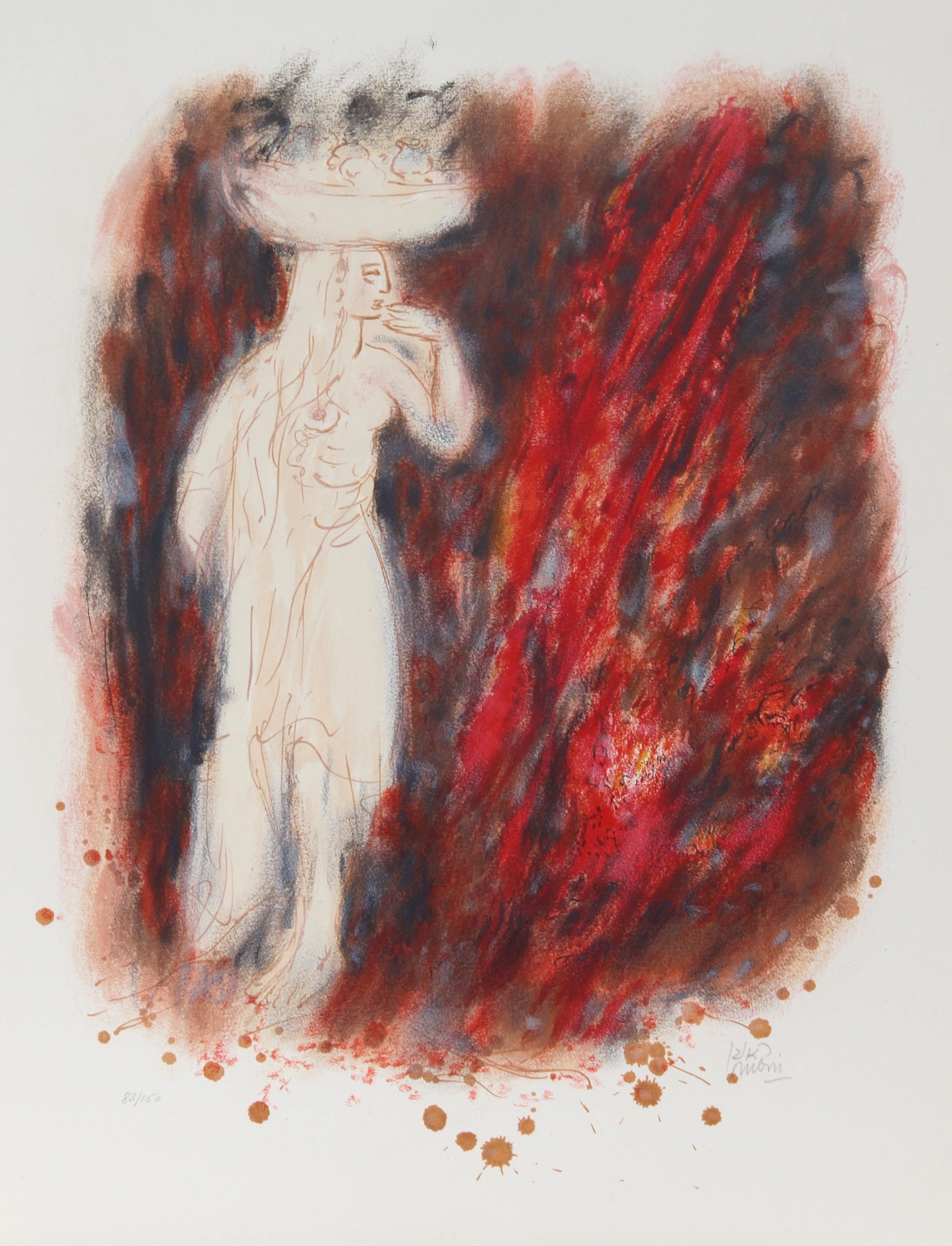 Reuven Rubin, israelí (1893 - 1974) - IV de Visiones de la Biblia, Año:  1972, Medio:  Litografía, firmada y numerada a lápiz, Edición:  83/150, Tamaño de la imagen:  25 x 18 pulgadas, Tamaño:  71,12 cm x 55,88 cm (28 pulg. x 22 pulg.) 