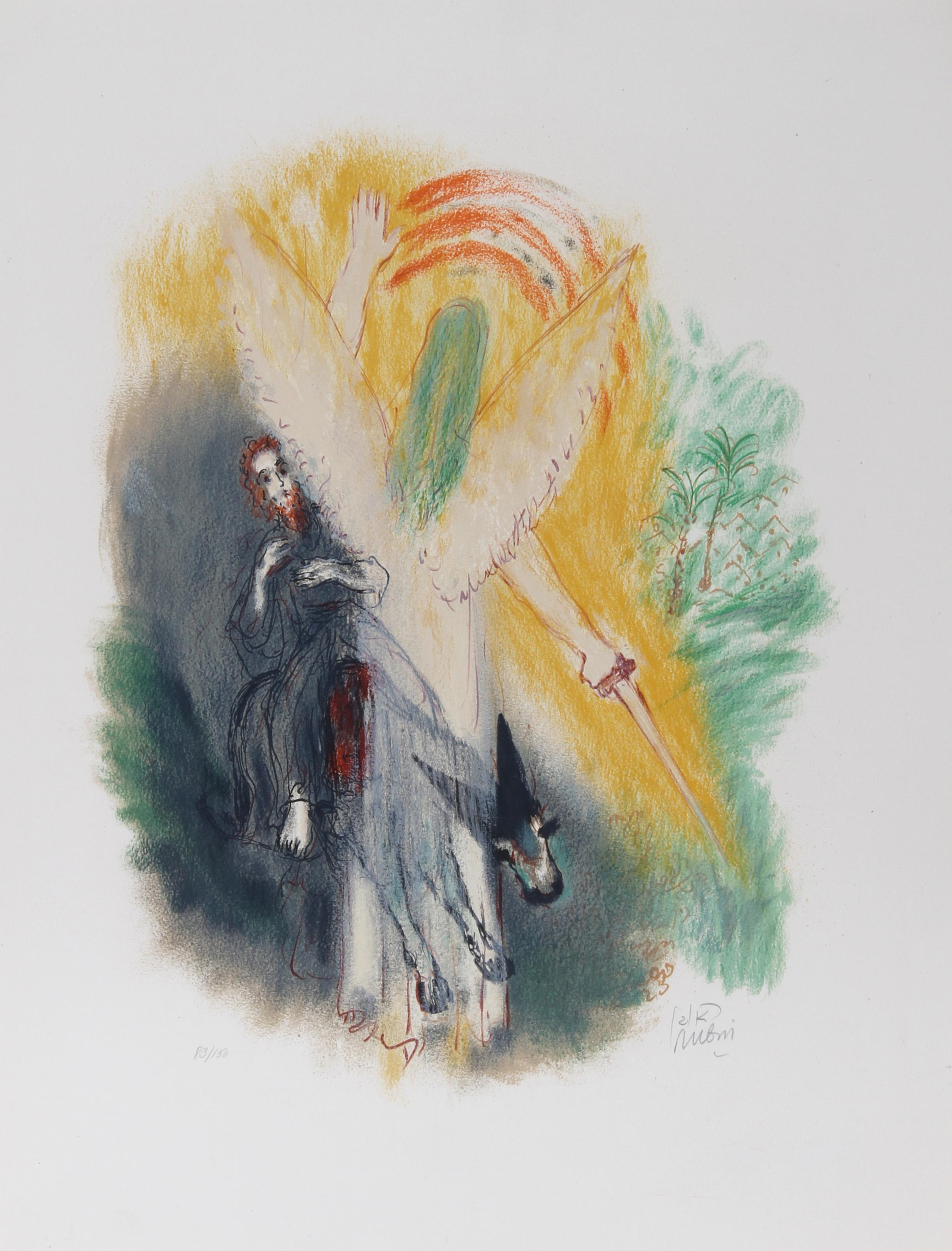 Reuven Rubin, Israeli (1893 - 1974) - IX from Visions of the Bible, Year:  1972, Medium:  Lithograph, signed and numbered in pencil, Edition:  83/150, Image Size:  25 x 18 inches, Size:  28 in. x 22 in. (71.12 cm x 55.88 cm) 