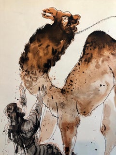 Modern Israeli Lithograph Reuven Rubin Views Of Israel Judaica Camel Rider