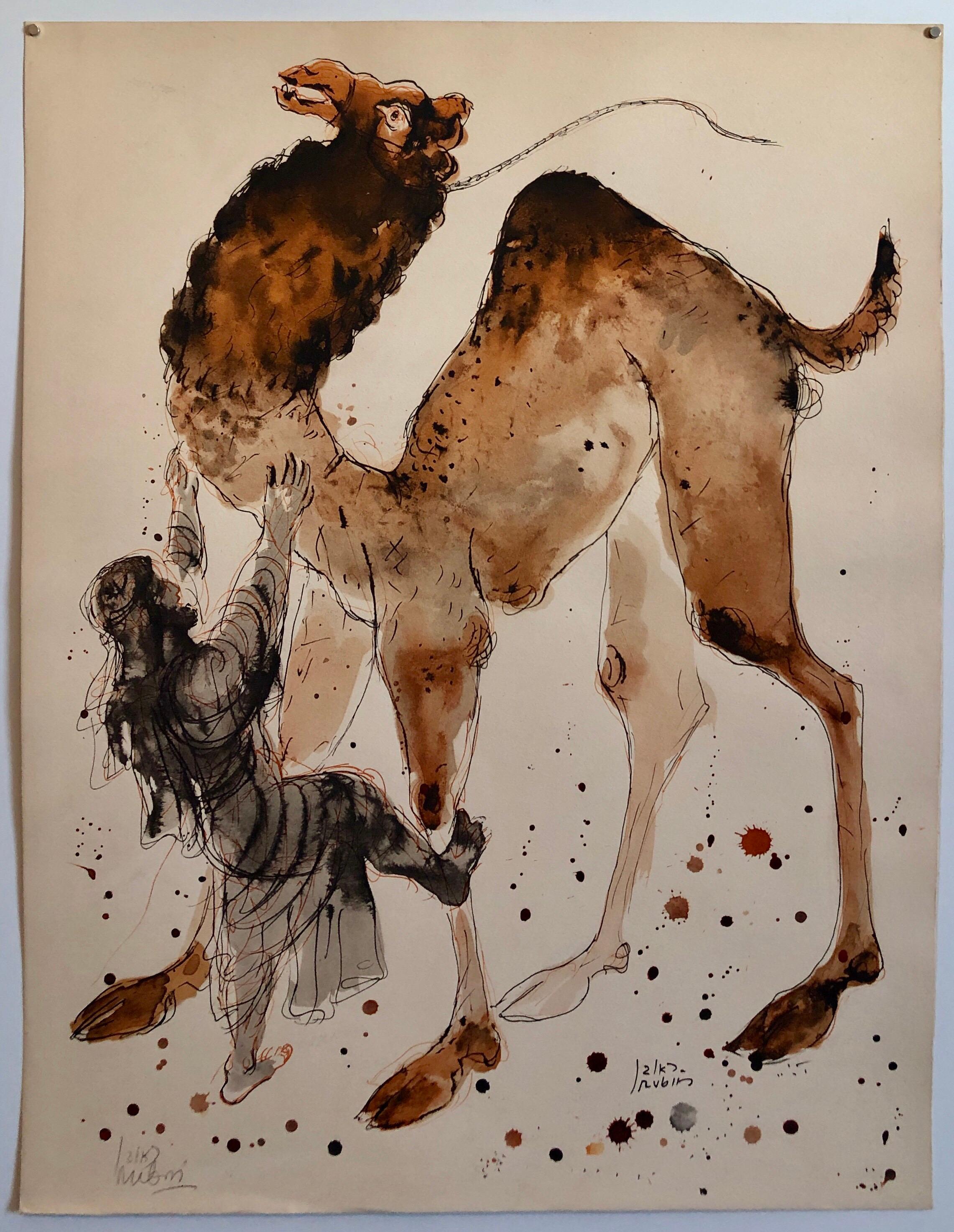 Modern Israeli Lithograph Reuven Rubin Views Of Israel Judaica Camel Rider For Sale 6