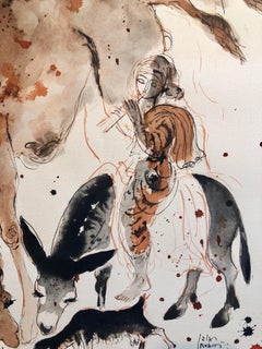 Modern Israeli Lithograph Reuven Rubin Views Of Israel Judaica Camel Rider Goat