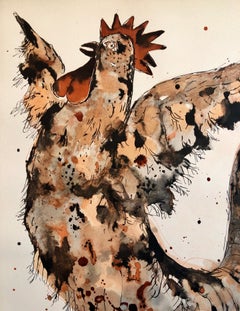Modern Israeli Lithograph Reuven Rubin Views Of Israel Judaica Crowing Rooster