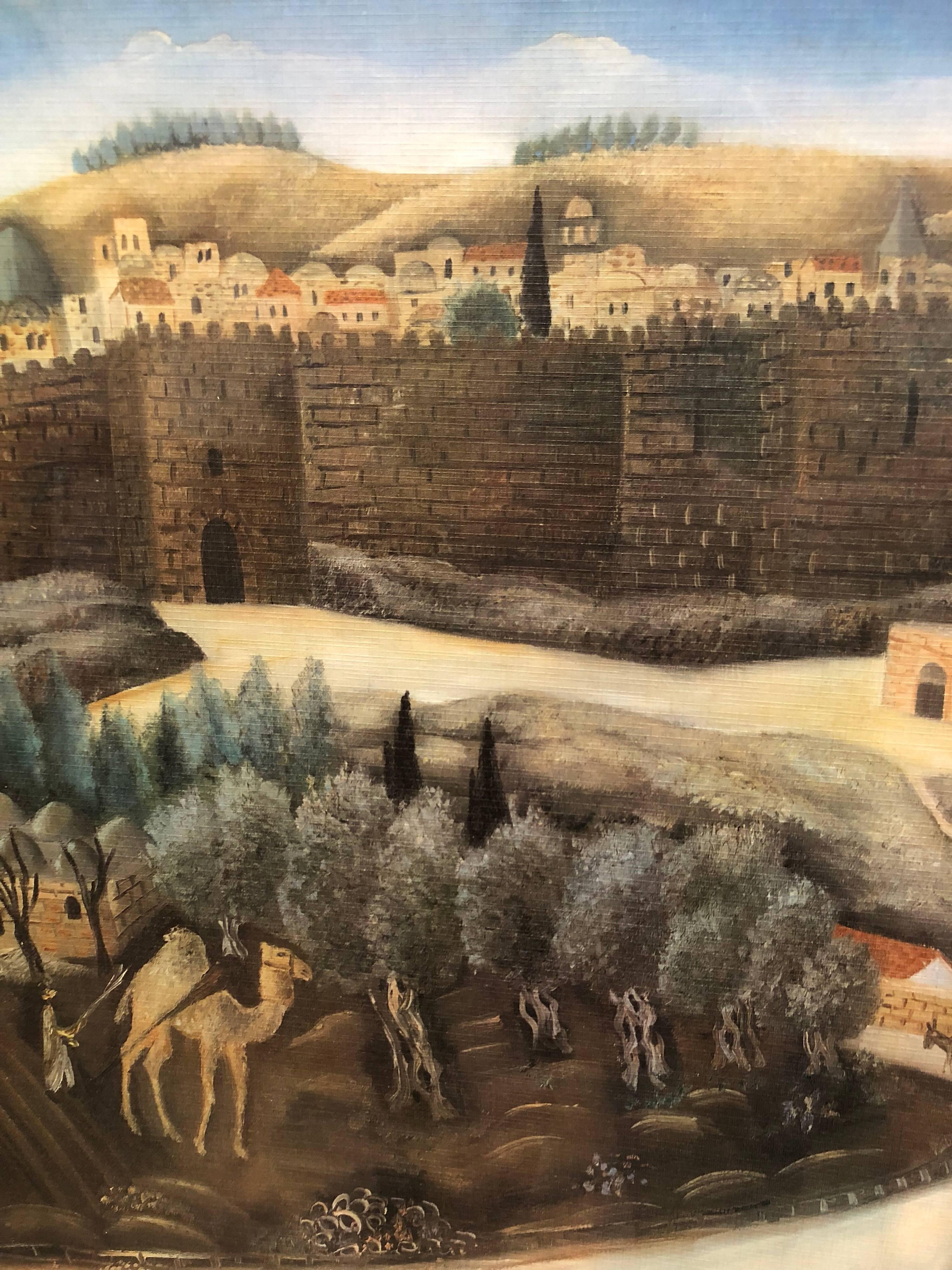 Offset Lithograph Poster Homage to Jerusalem Painting by Israeli Reuven Rubin For Sale 2