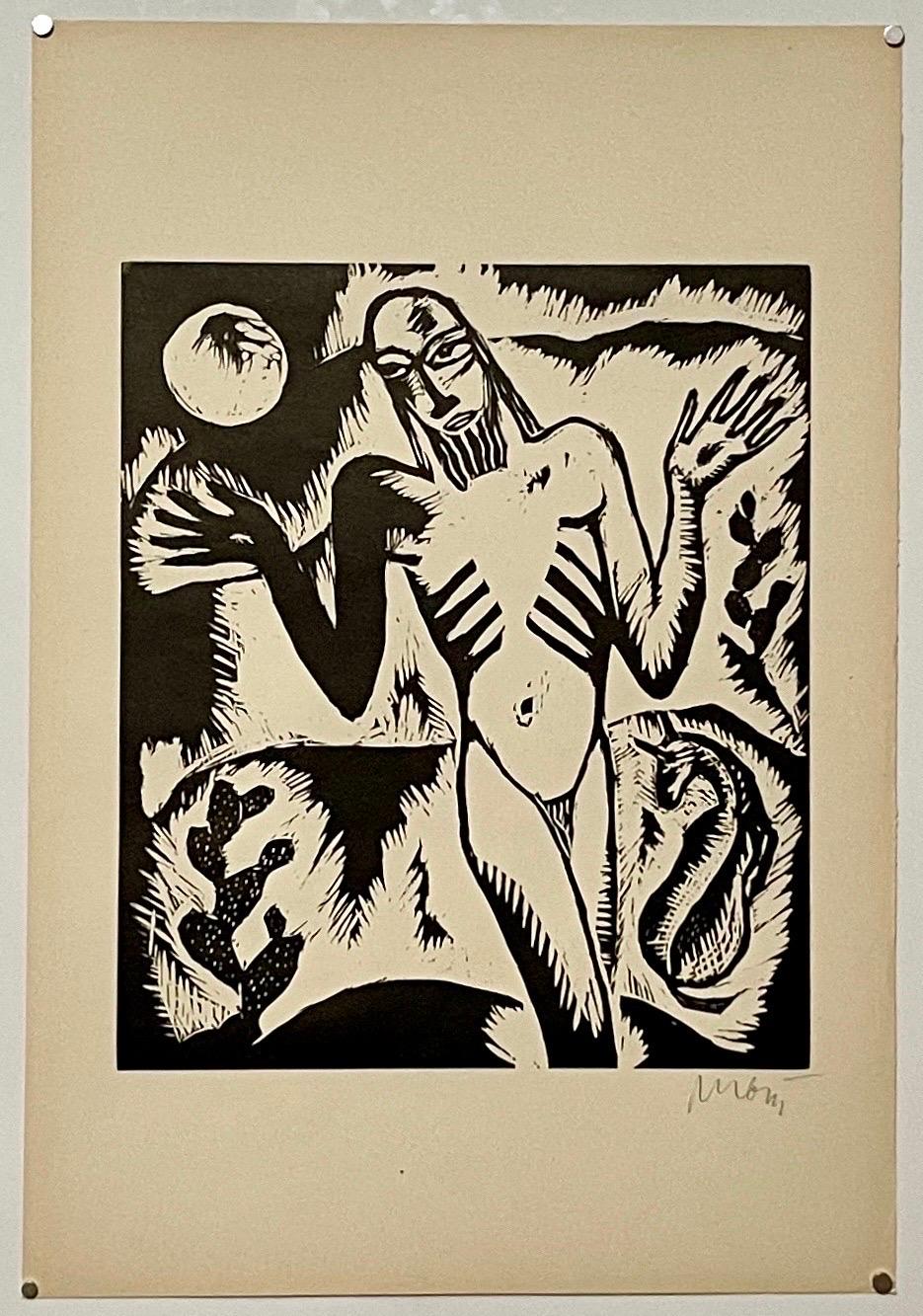 Rare 1923 Cubist Reuven Rubin Woodcut Woodblock Kabbalah Print Israeli Judaica For Sale 1