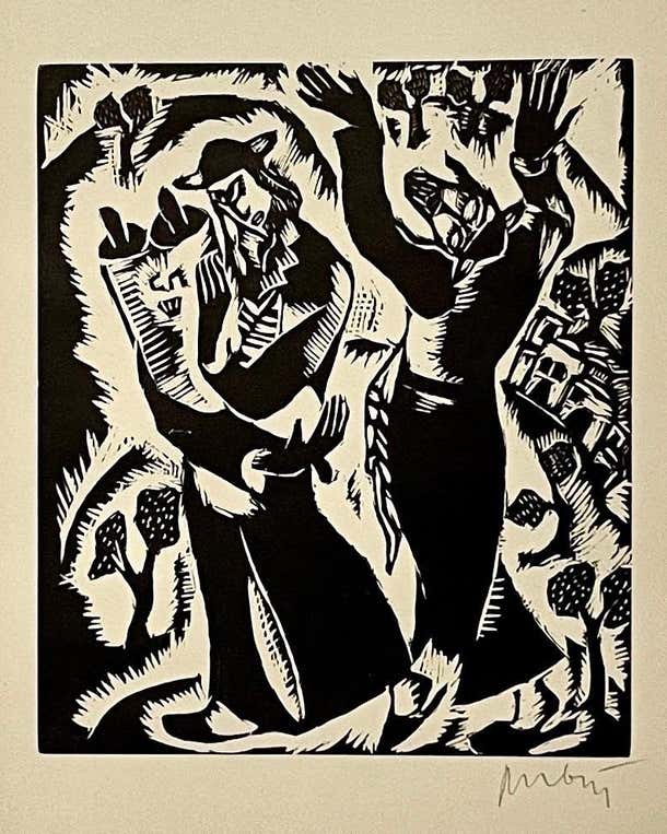 Reuven Rubin - Rare 1923 Cubist Reuven Rubin Woodcut Woodblock Print ...
