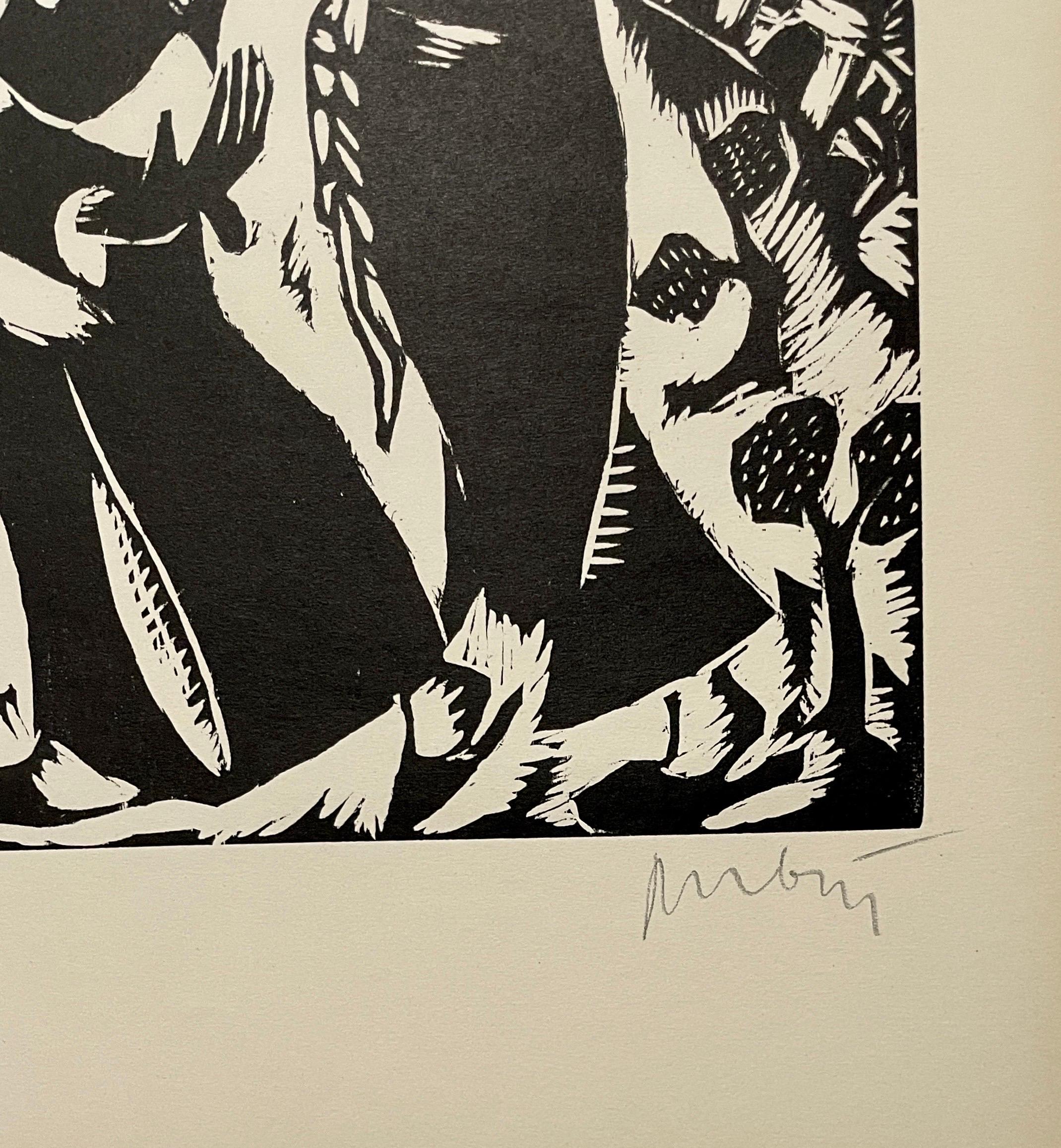 Rara xilografía cubista de 1923 de Reuven Rubin Judaica jasídica israelí en venta 3