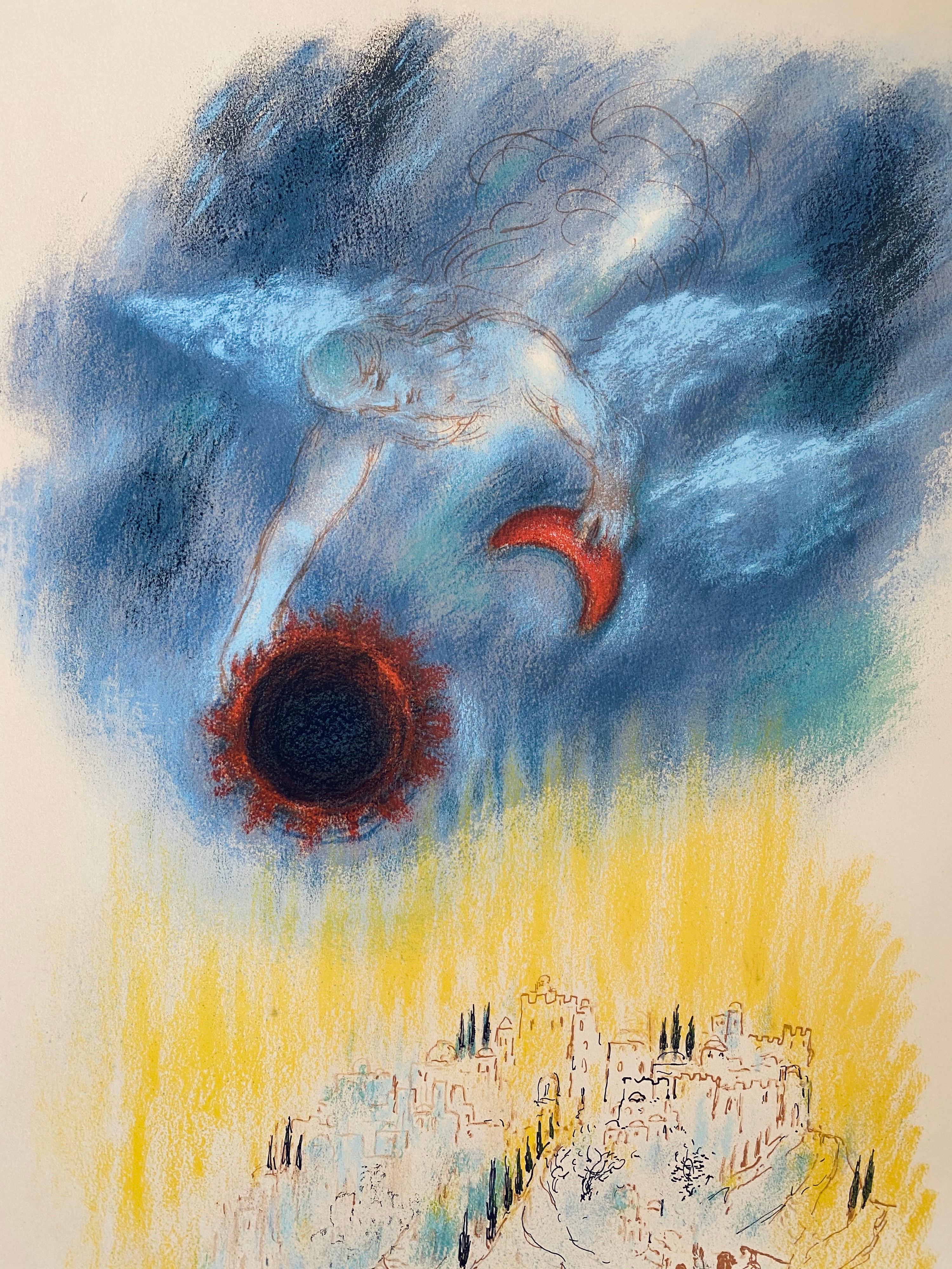 Biblical themed Lithograph by Israeli Master.
Reuven Rubin 1893 -1974 was a Romanian-born Israeli painter and Israel's first ambassador to Romania.
Rubin Zelicovici (later Reuven Rubin) was born in Gala?i to a poor Romanian Jewish Hasidic family. He