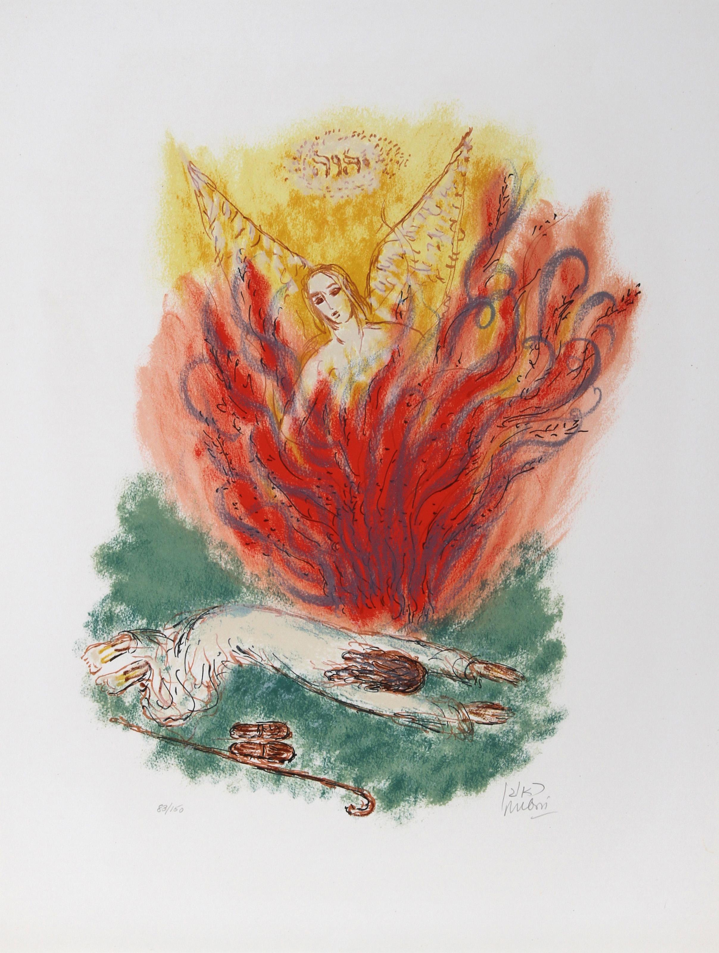 Reuven Rubin, israelí (1893 - 1974) - VI de Visiones de la Biblia, Año:  1972, Medio:  Litografía, firmada y numerada a lápiz, Edición:  83/150, Tamaño de la imagen:  25 x 18 pulgadas, Tamaño:  71,12 cm x 55,88 cm (28 pulg. x 22 pulg.) 