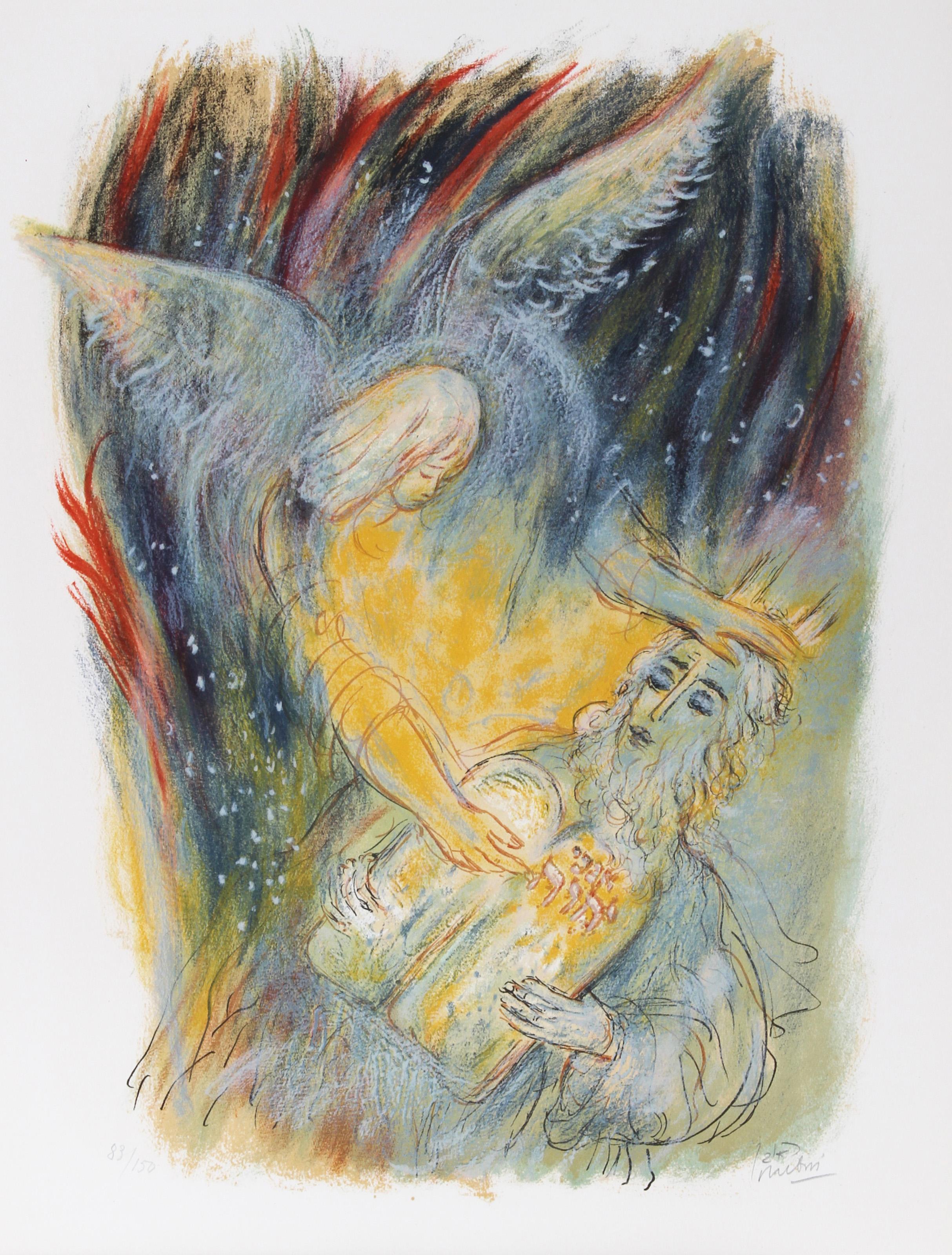 Reuven Rubin, israelí (1893 - 1974) - VII de Visiones de la Biblia, Año:  1972, Medio:  Litografía, firmada y numerada a lápiz, Edición:  83/150, Tamaño de la imagen:  25 x 18 pulgadas, Tamaño:  71,12 cm x 55,88 cm (28 pulg. x 22 pulg.) 