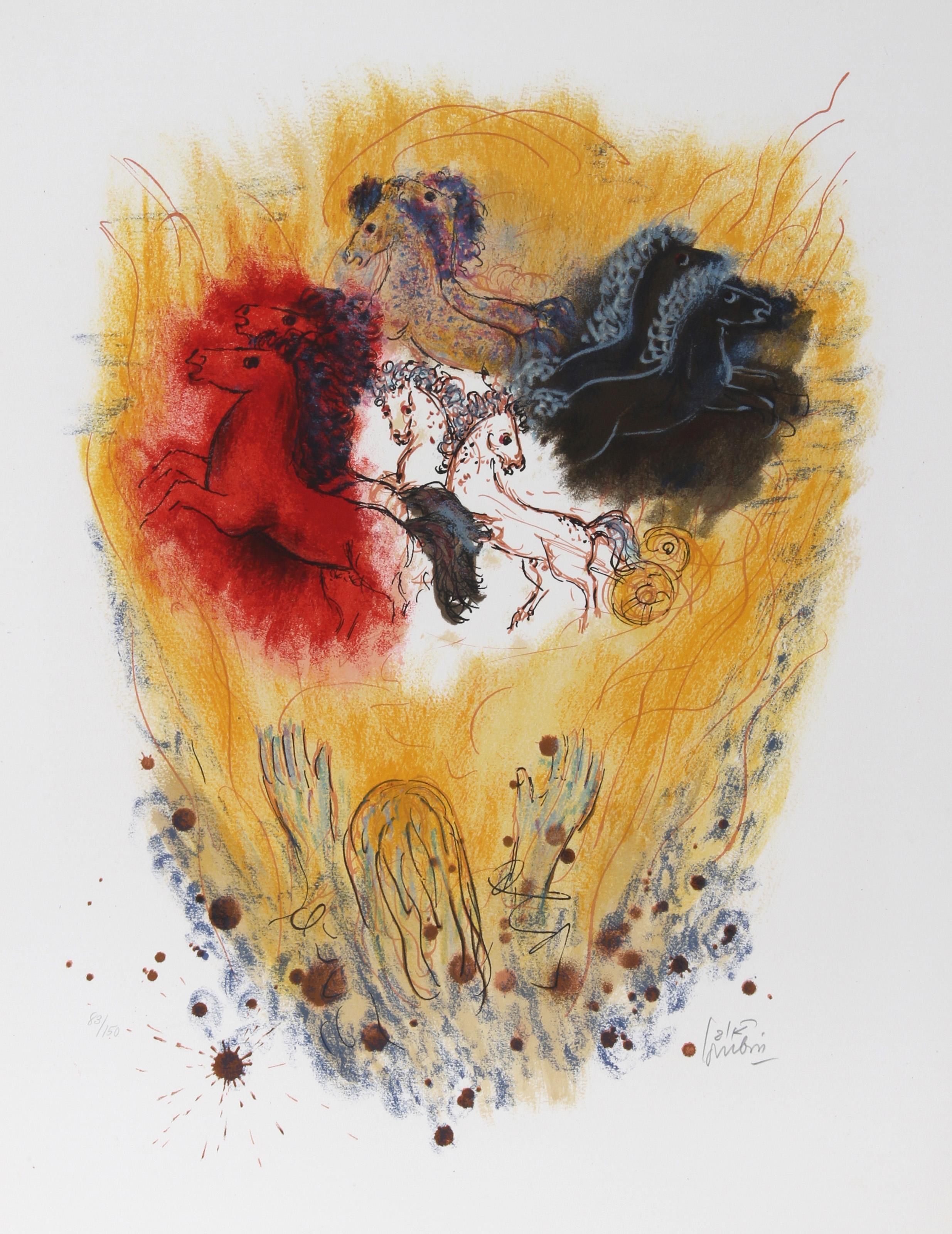 Reuven Rubin, Israeli (1893 - 1974) - XI from Visions of the Bible, Year:  1972, Medium:  Lithograph, signed and numbered in pencil, Edition:  83/150, Image Size:  25 x 18 inches, Size:  28 in. x 22 in. (71.12 cm x 55.88 cm) 
