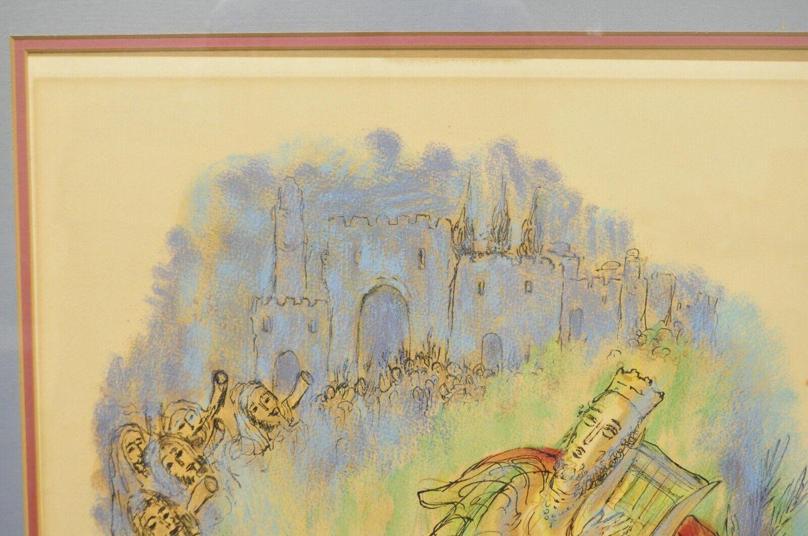 Mid-Century Modern Reuven Rubin Story of David 1971 King David with Harp Signed Lithograph Print