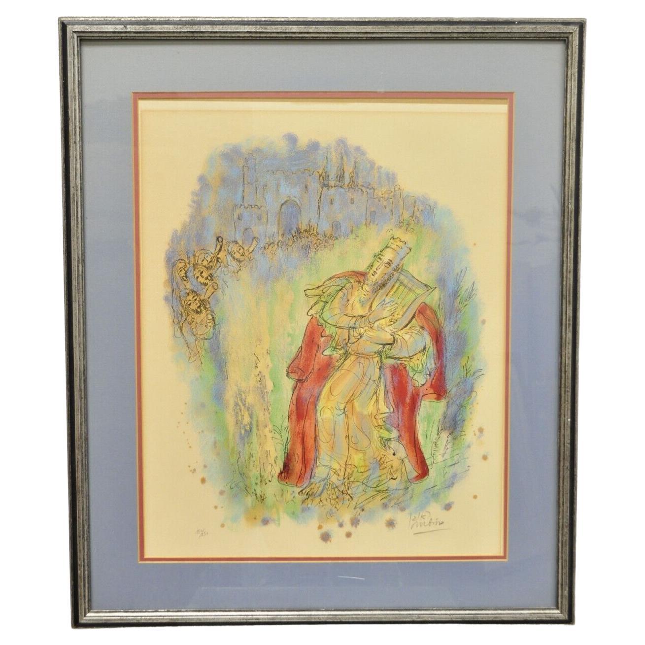 Reuven Rubin Story of David 1971 King David with Harp Signed Lithograph Print