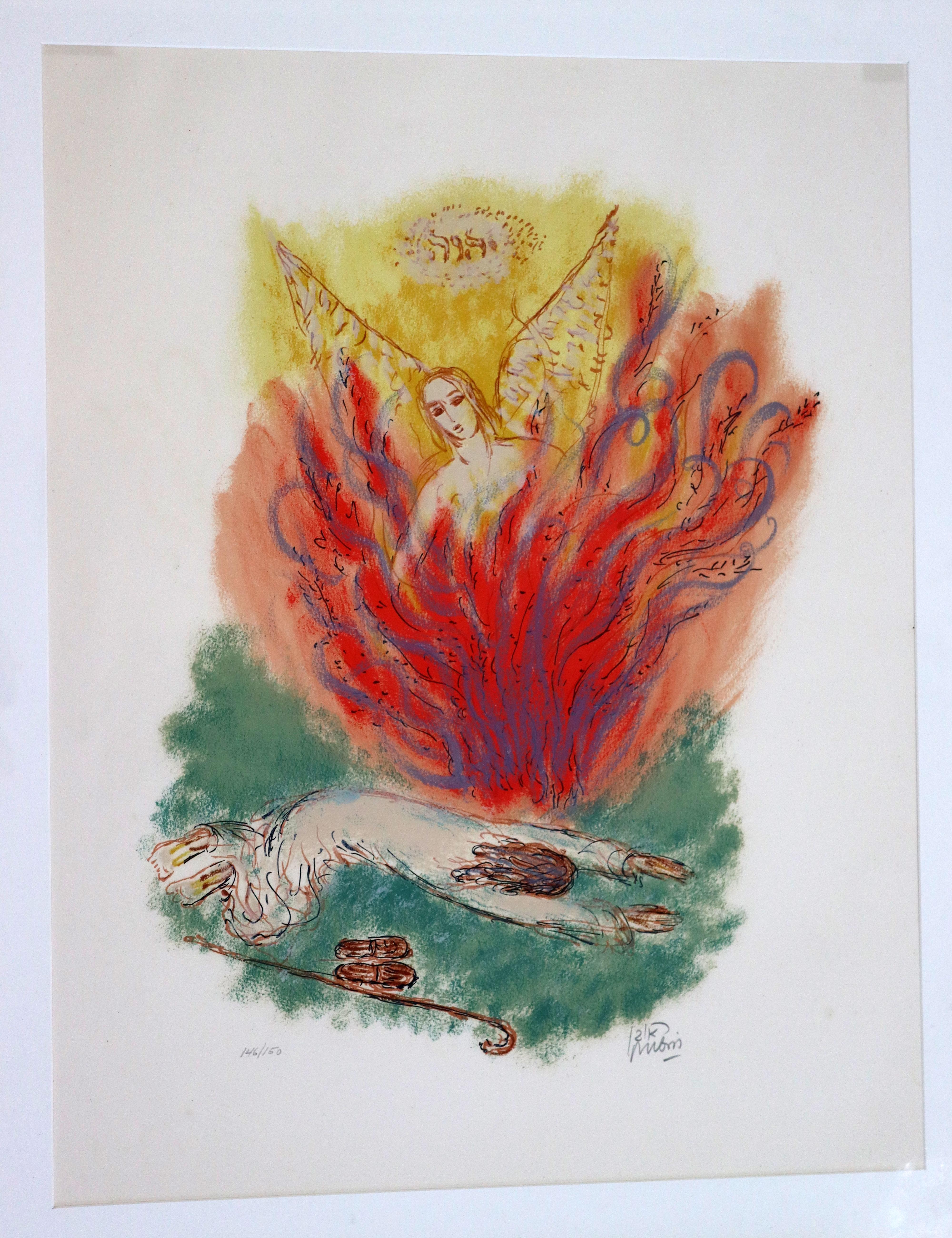 For your consideration is a romantic style signed lithograph 146/150 from 1972 signed by Reuven Rubin (35.5 x 28.5). Reuven Rubin was a Romanian-born Israeli painter, celebrated as a pioneer in the Israeli art world. Born on November 13, 1893 in