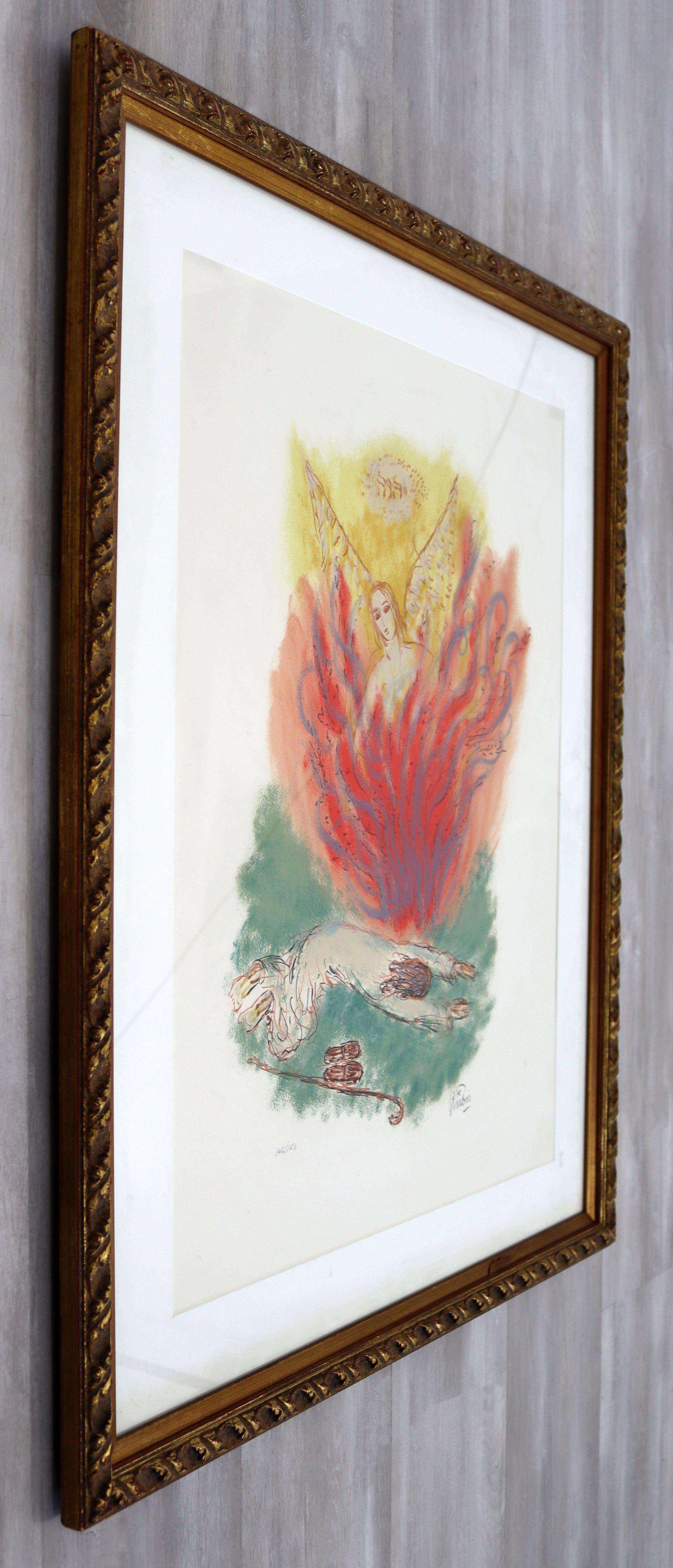 Reuven Rubin Visions of the Bible 'Angel' Modern Lithograph Framed In Good Condition In Keego Harbor, MI