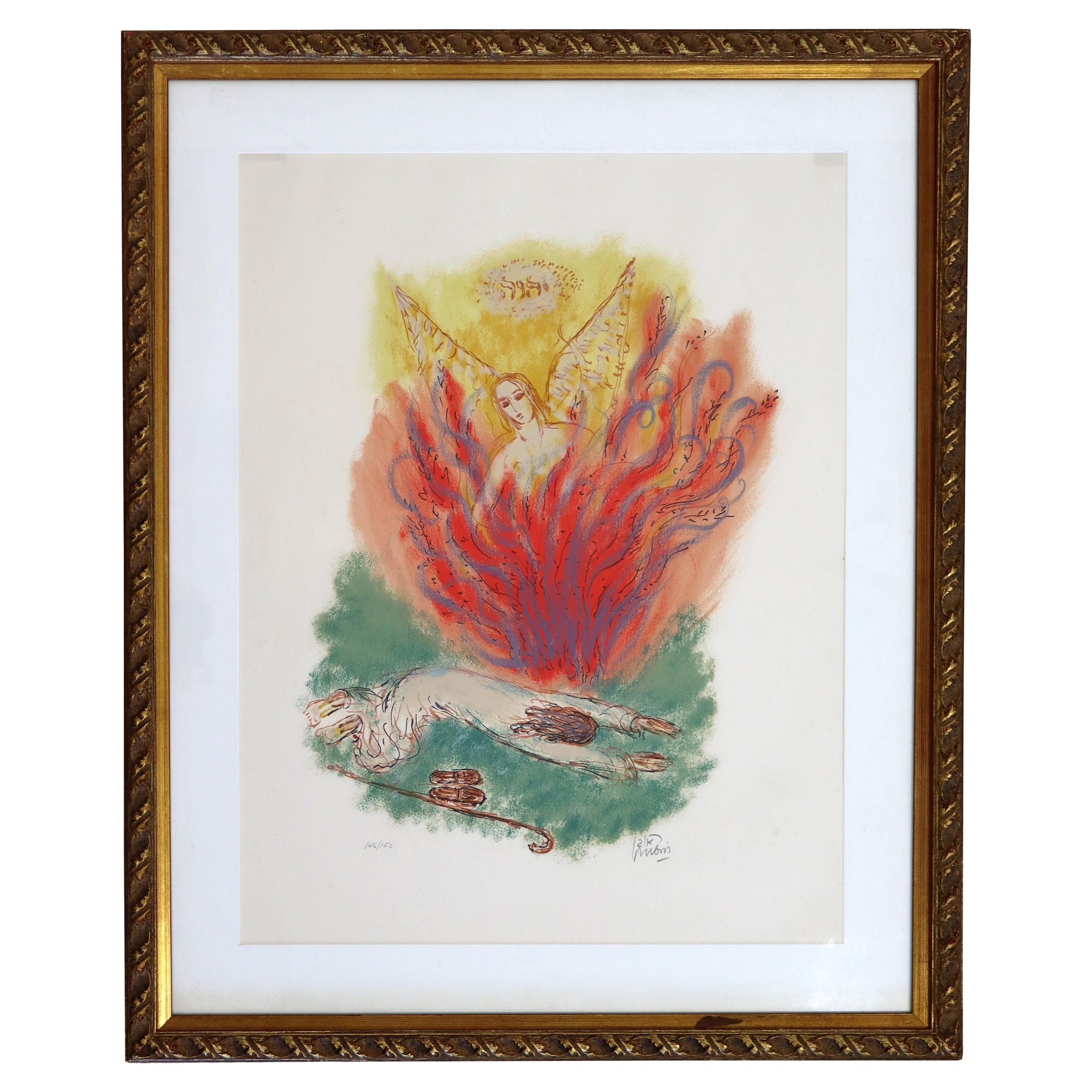 Reuven Rubin Visions of the Bible 'Angel' Modern Lithograph Framed