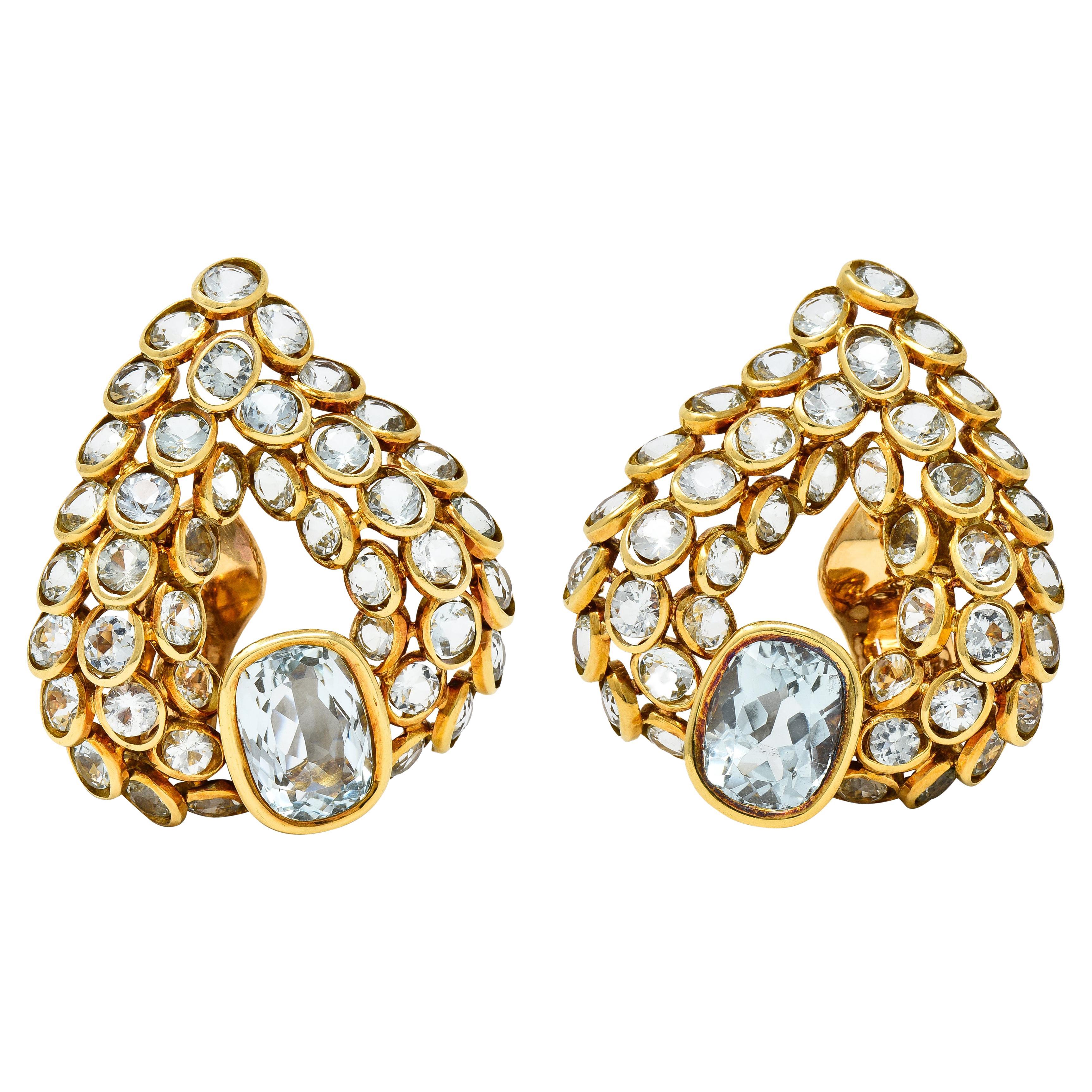 Antique Aquamarine Clipon Earrings 71 For Sale at 1stDibs
