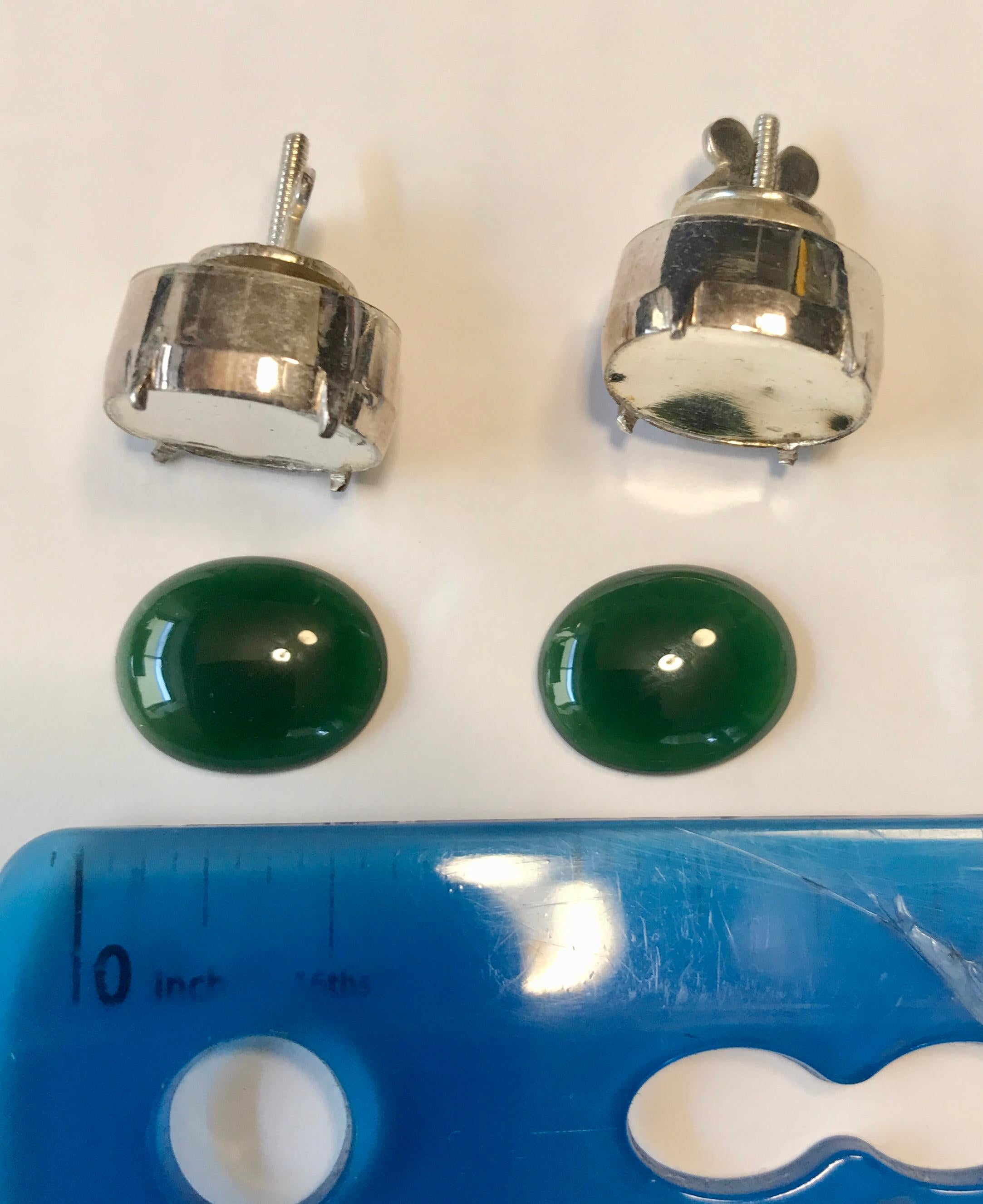 Green Rokan Myanmar Jadeite Loose Stones 2pcs 4.3/4.6 ct Grade A #1 For Sale 2