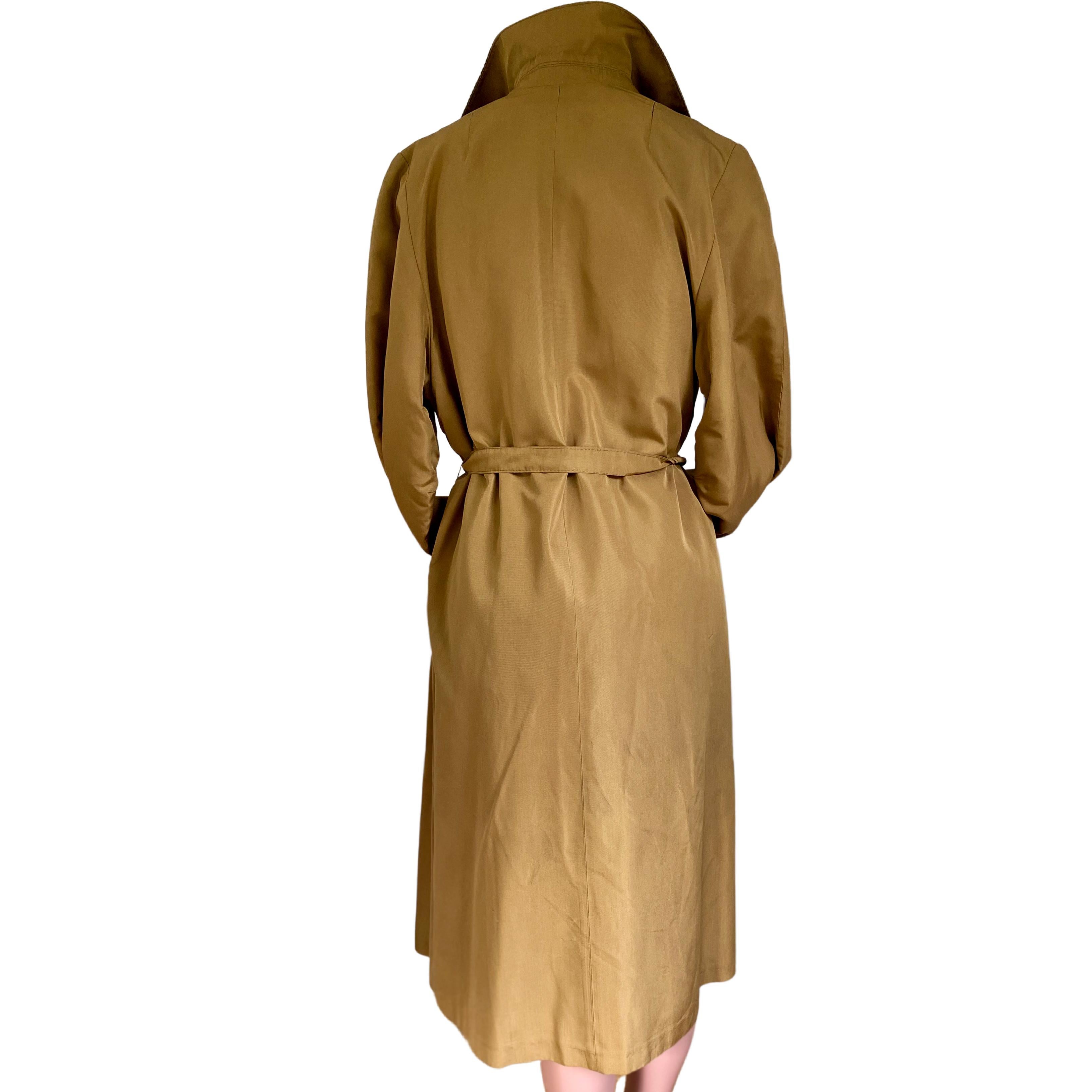 Brown Reveillon Paris weather-proof Trench Coat detachable Fur Collar and Lining 