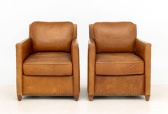Revelation Tan Leather Club Chairs, Pair