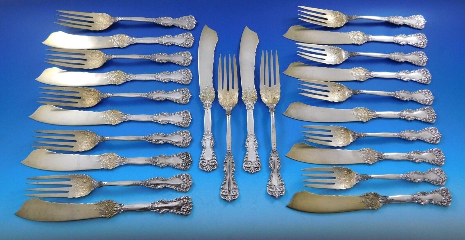 Revere by International Sterling Silver Flatware Individual Fish Set 24 pieces For Sale 4