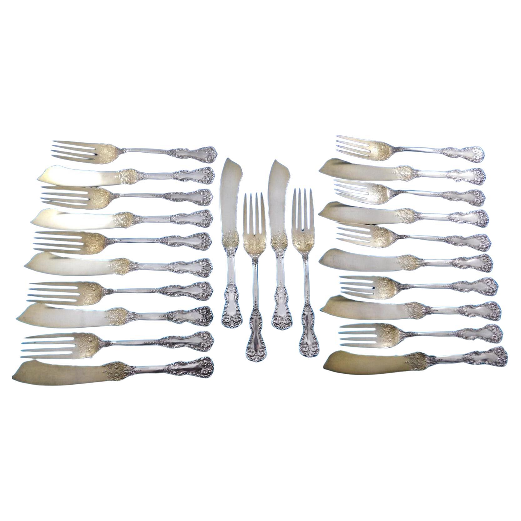 Revere by International Sterling Silver Flatware Individual Fish Set 24 pieces For Sale