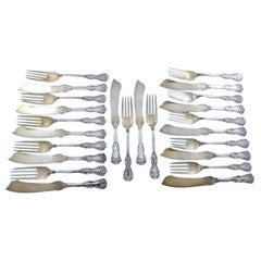 Vintage Revere by International Sterling Silver Flatware Individual Fish Set 24 pieces