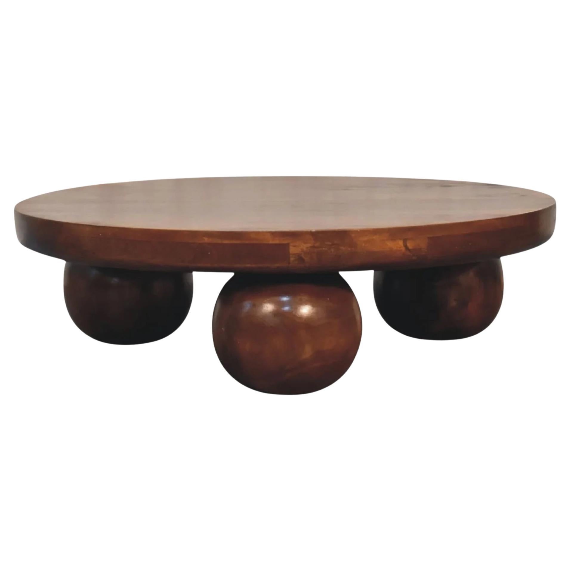 Revere Coffee Table, Mango Wood, Chestnut Finish, Handmade in India For Sale