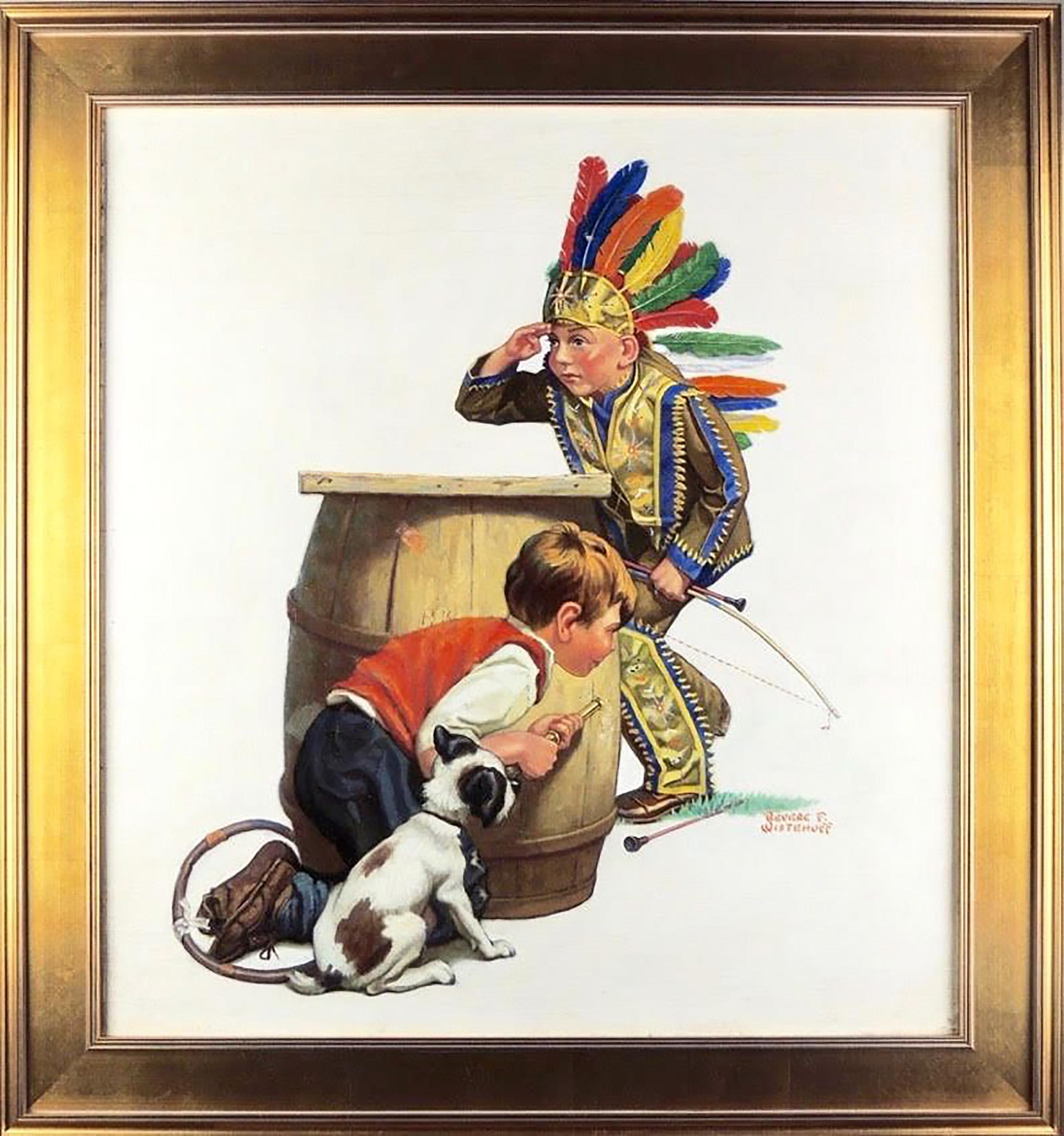 Boys Playing - Painting by Revere Wistehuff