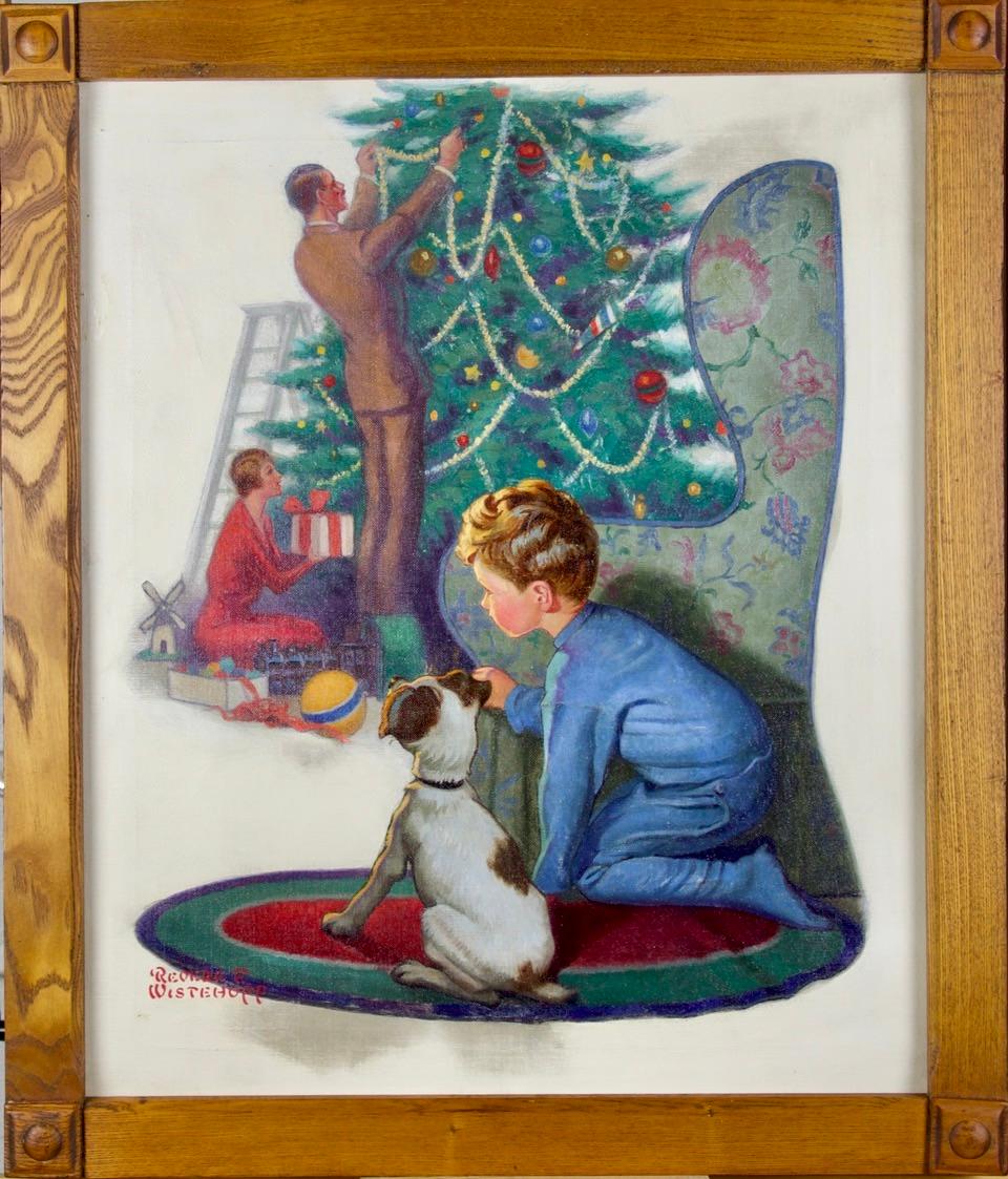 Sbirciare l'albero di Natale, probabile illustrazione di copertina della rivista - Painting di Revere Wistehuff