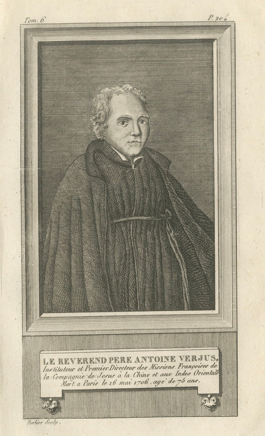 Révérend Père Antoine Verjus - Portrait d'un missionnaire jésuite français, c.1790