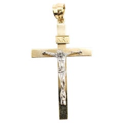 Pendentif crucifix Rever en or bicolore 14k