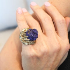 REVERIANO CASTILLO Anillo de cóctel brutalista de posguerra de 1950 en plata de ley 925 con
