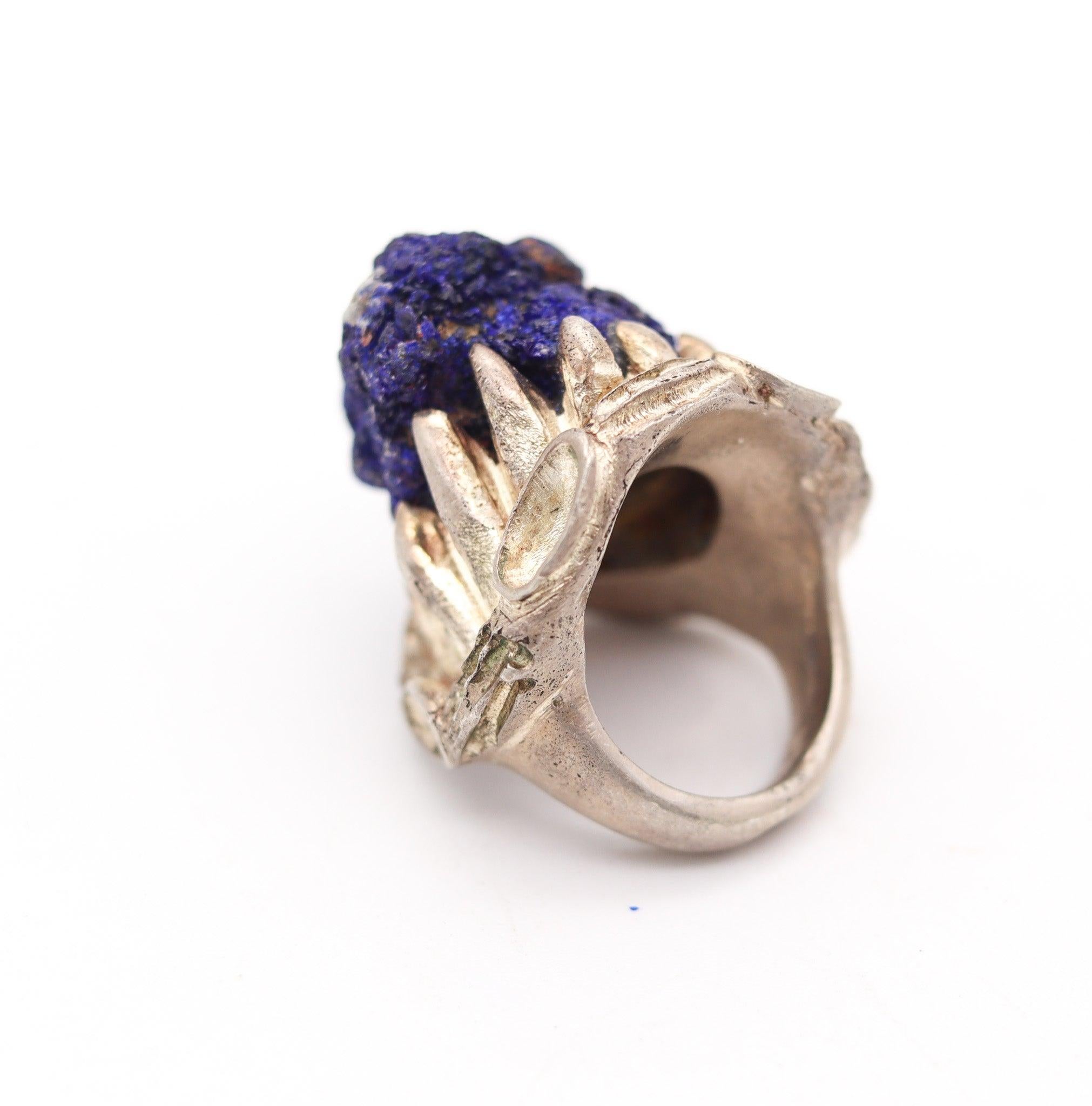 Women's REVERIANO CASTILLO 1950 Post war Brutalist Cocktail Ring In .925 Sterling With For Sale