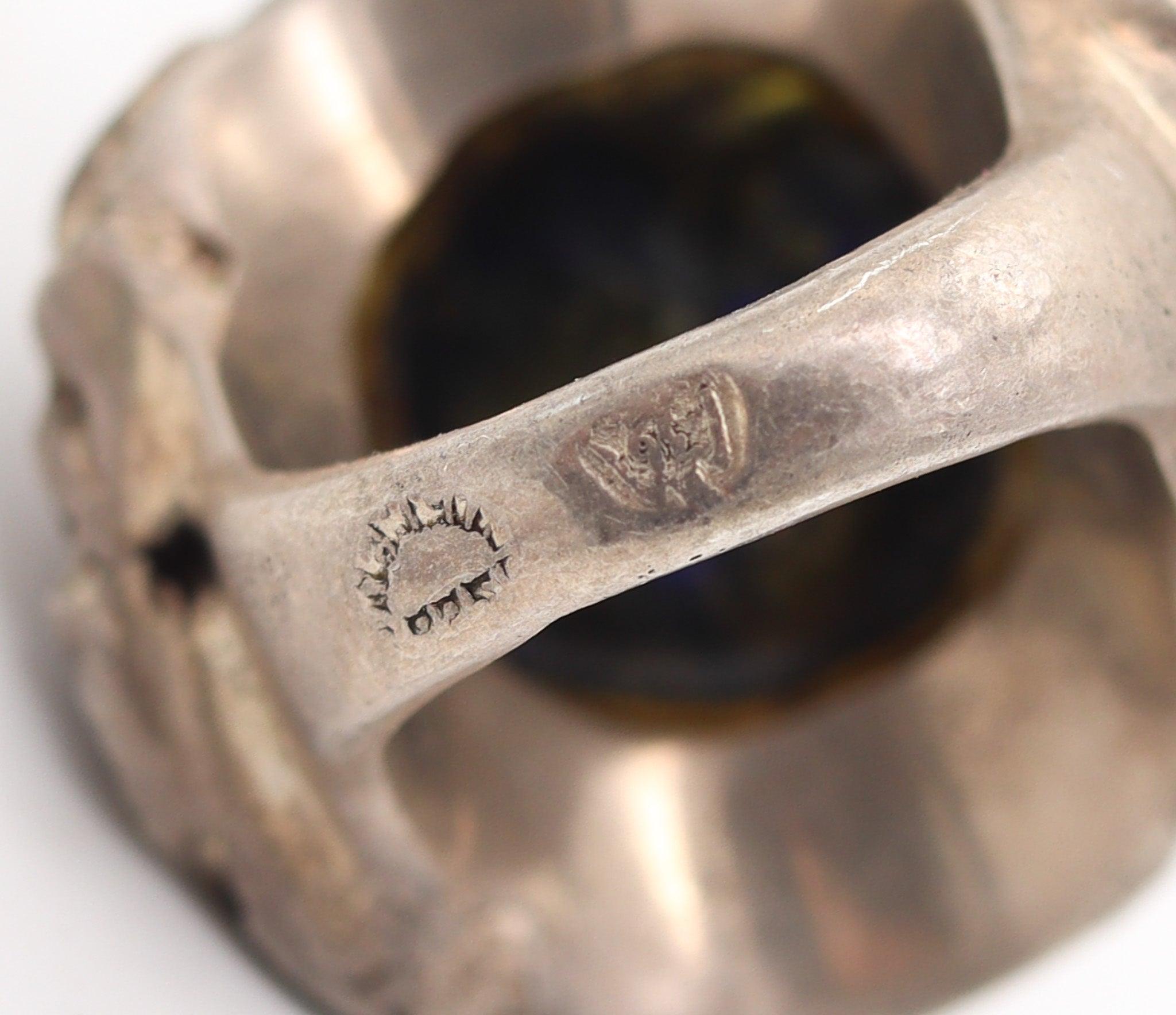 REVERIANO CASTILLO 1950 Post war Brutalist Cocktail Ring In .925 Sterling With For Sale 1