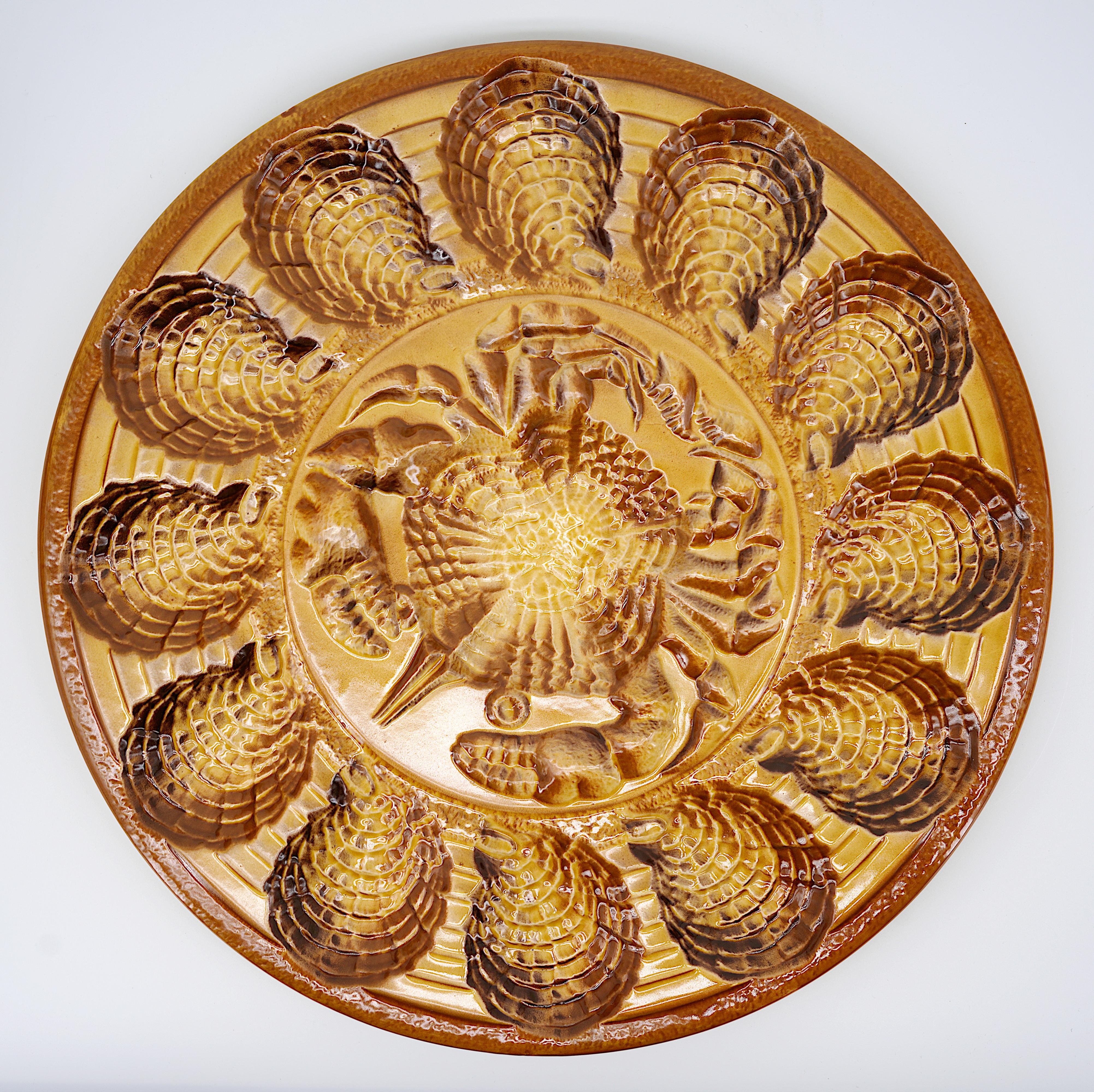 REVERNAY French Stoneware Oyster Dinner Set, 1960s In Excellent Condition For Sale In Saint-Amans-des-Cots, FR