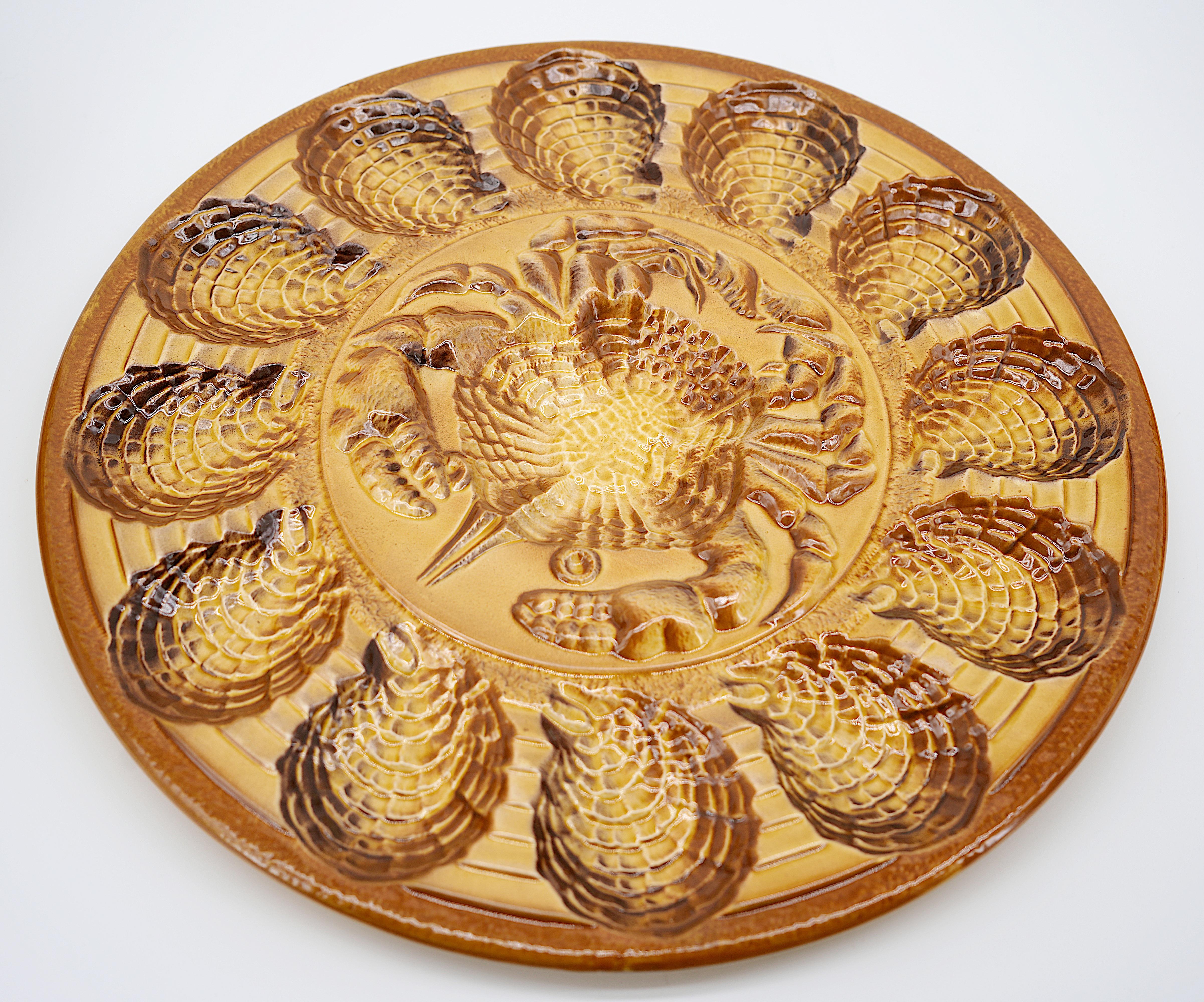 Mid-20th Century REVERNAY French Stoneware Oyster Dinner Set, 1960s For Sale