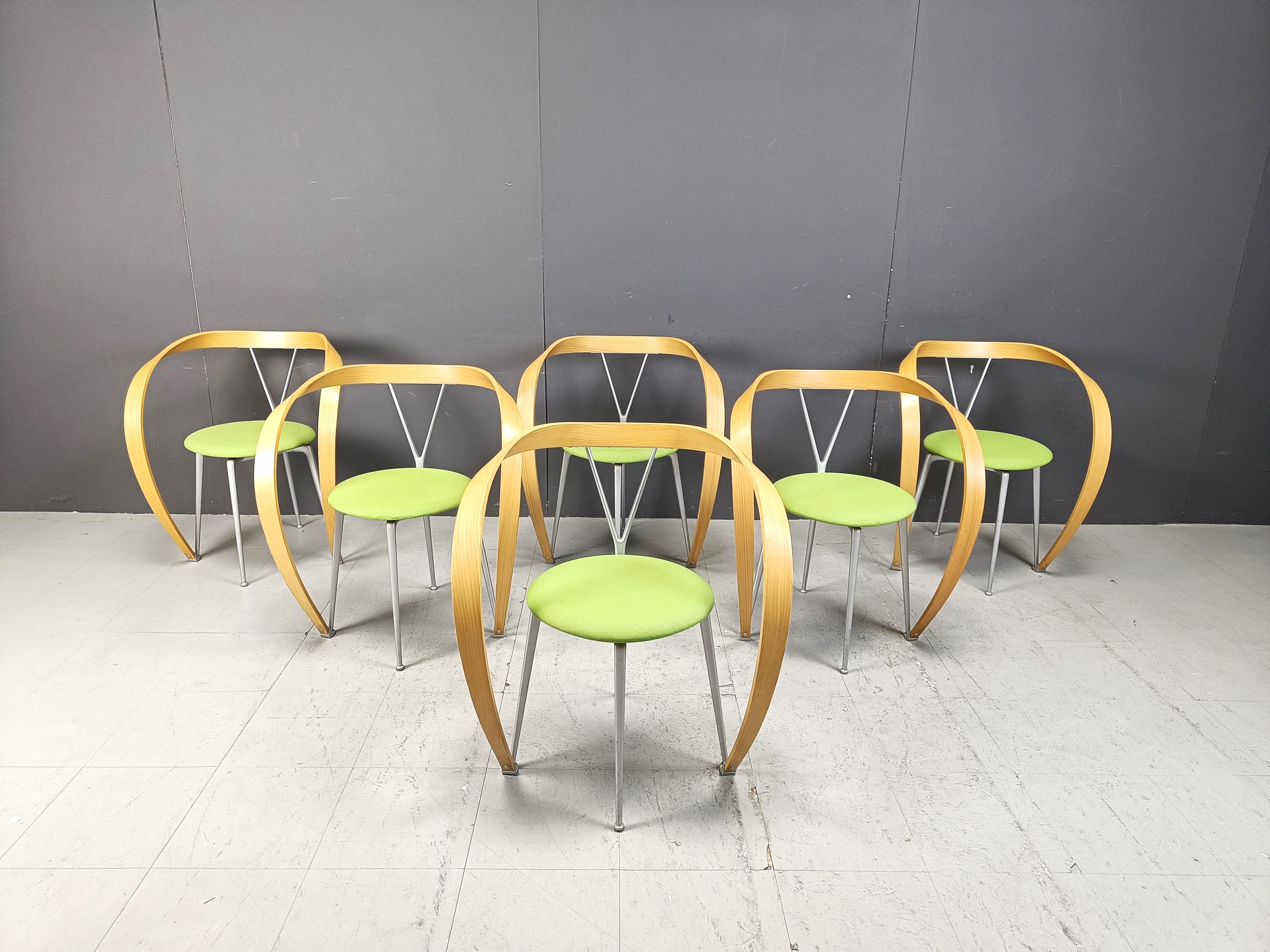 Esszimmerstühle mit Revers von Andrea Branzi für Cassina, 1993, 6er-Set (Postmoderne) im Angebot