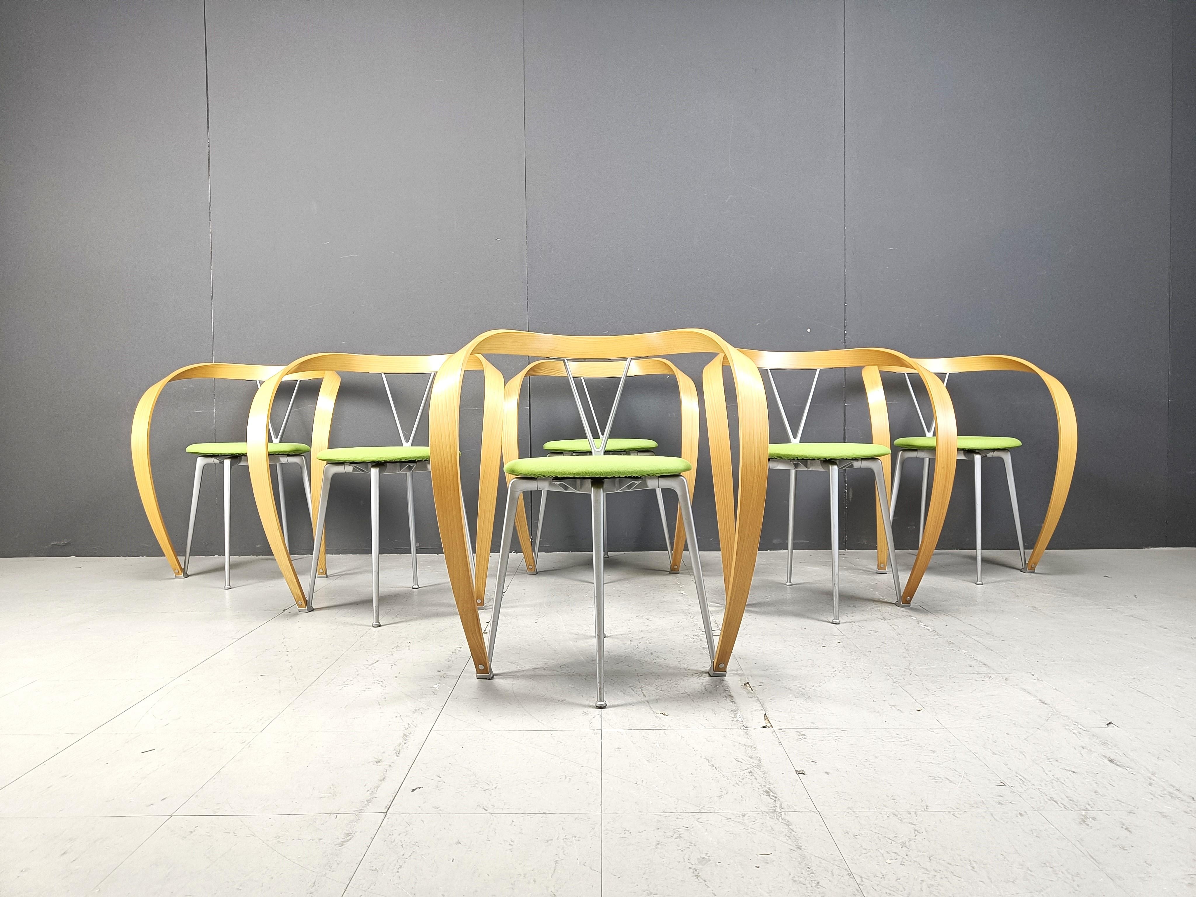 Esszimmerstühle mit Revers von Andrea Branzi für Cassina, 1993, 6er-Set im Zustand „Hervorragend“ im Angebot in Leuven, Vlaams Gewest