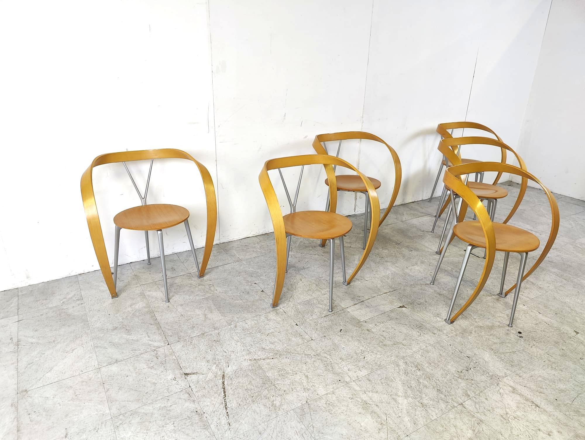Metal Revers Dining Chairs by Andrea Branzi for Cassina, 1993, Set of 6