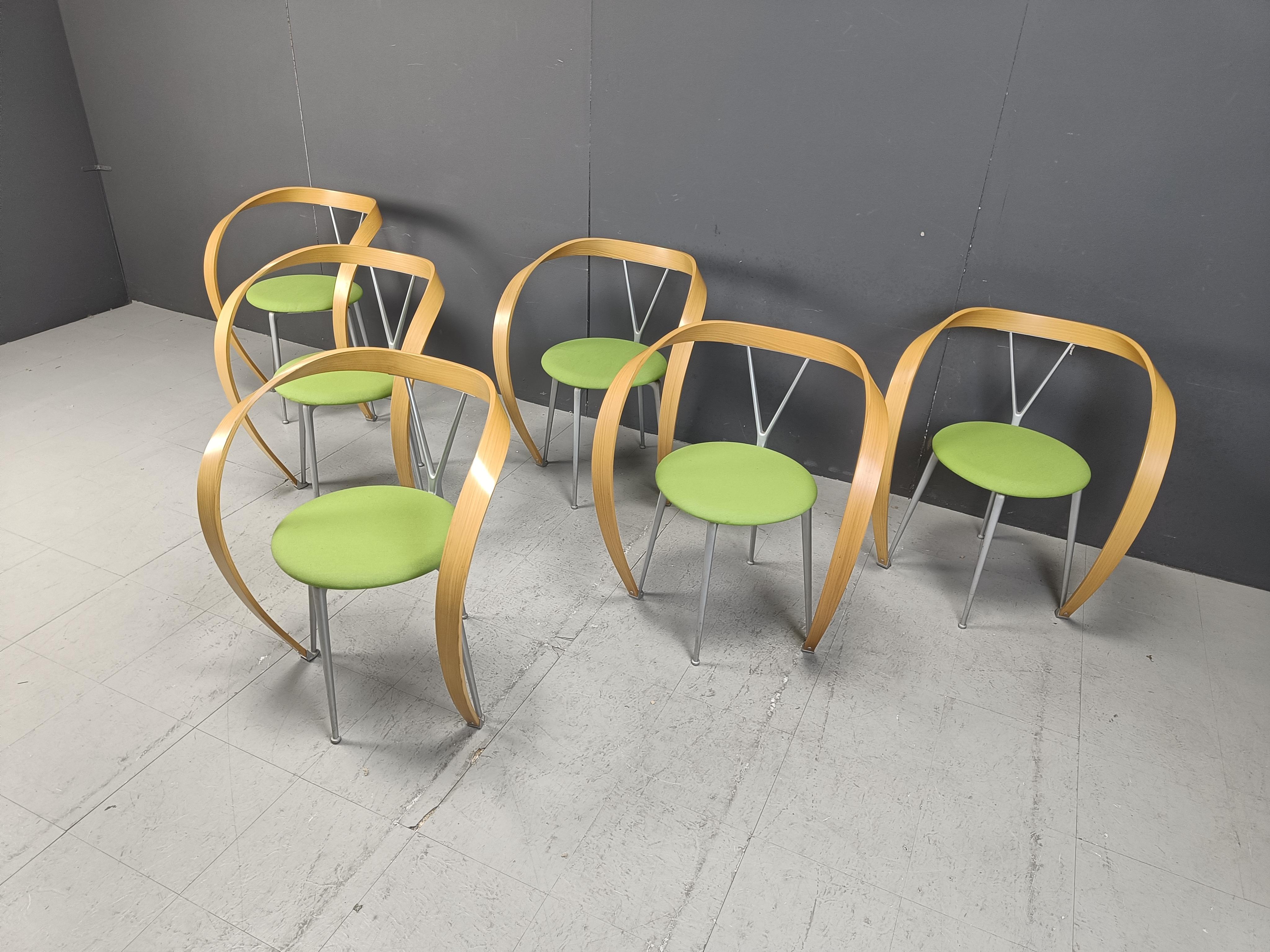 Esszimmerstühle mit Revers von Andrea Branzi für Cassina, 1993, 6er-Set (Metall) im Angebot